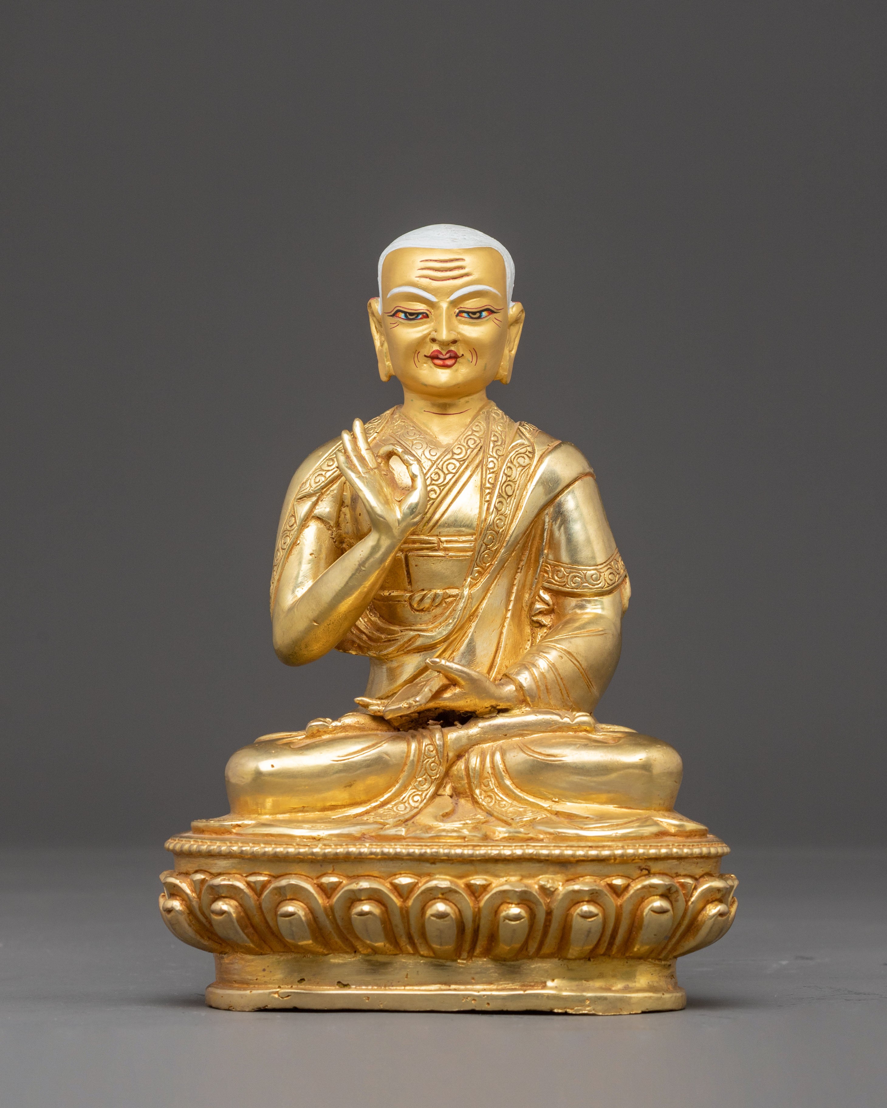 Golden Buddhist Master Set Statue | Tsongkhapa and His Disciples Statue Set