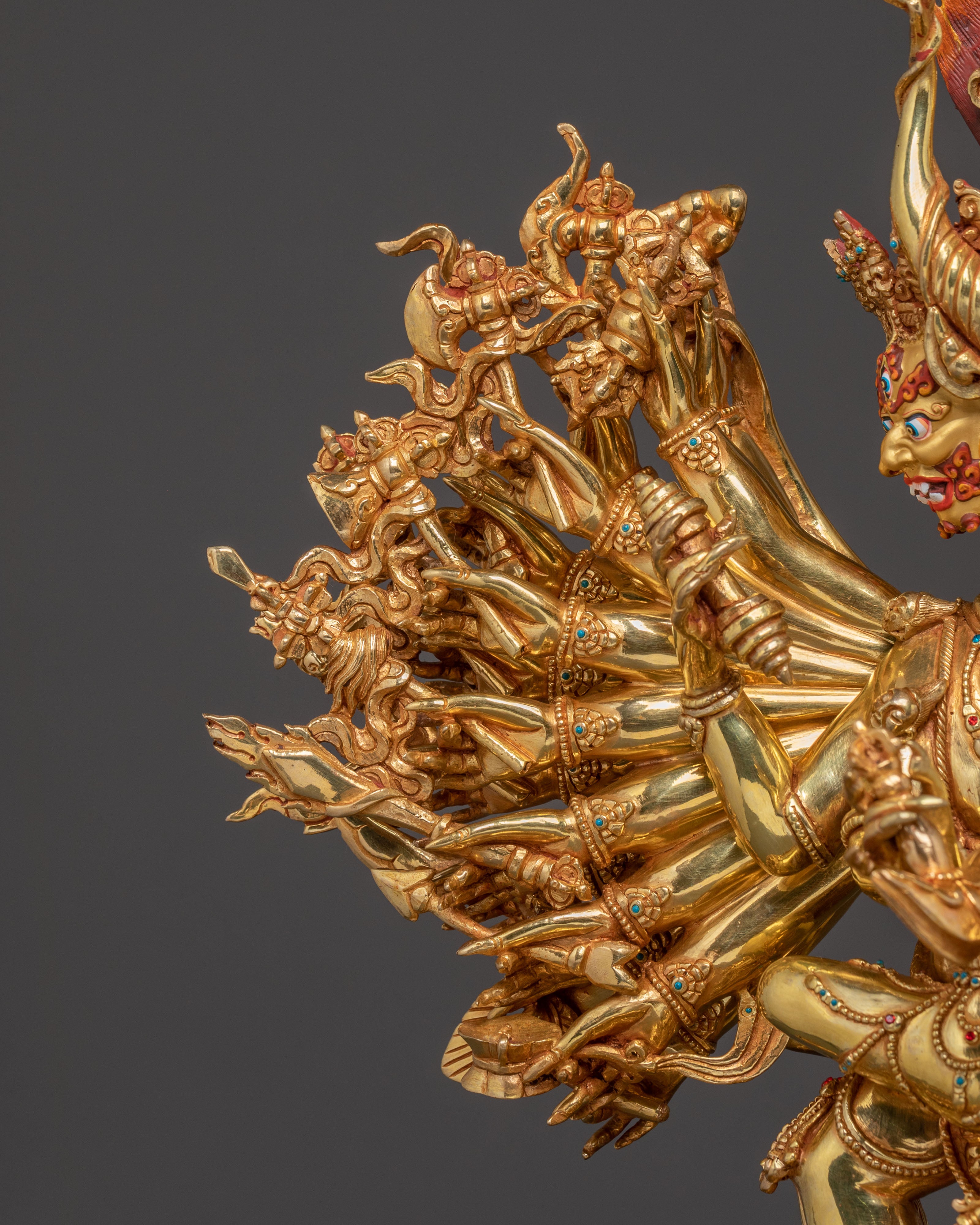 Powerful Yidam Yamantaka Statue – 24K Gold Gilded Masterpiece