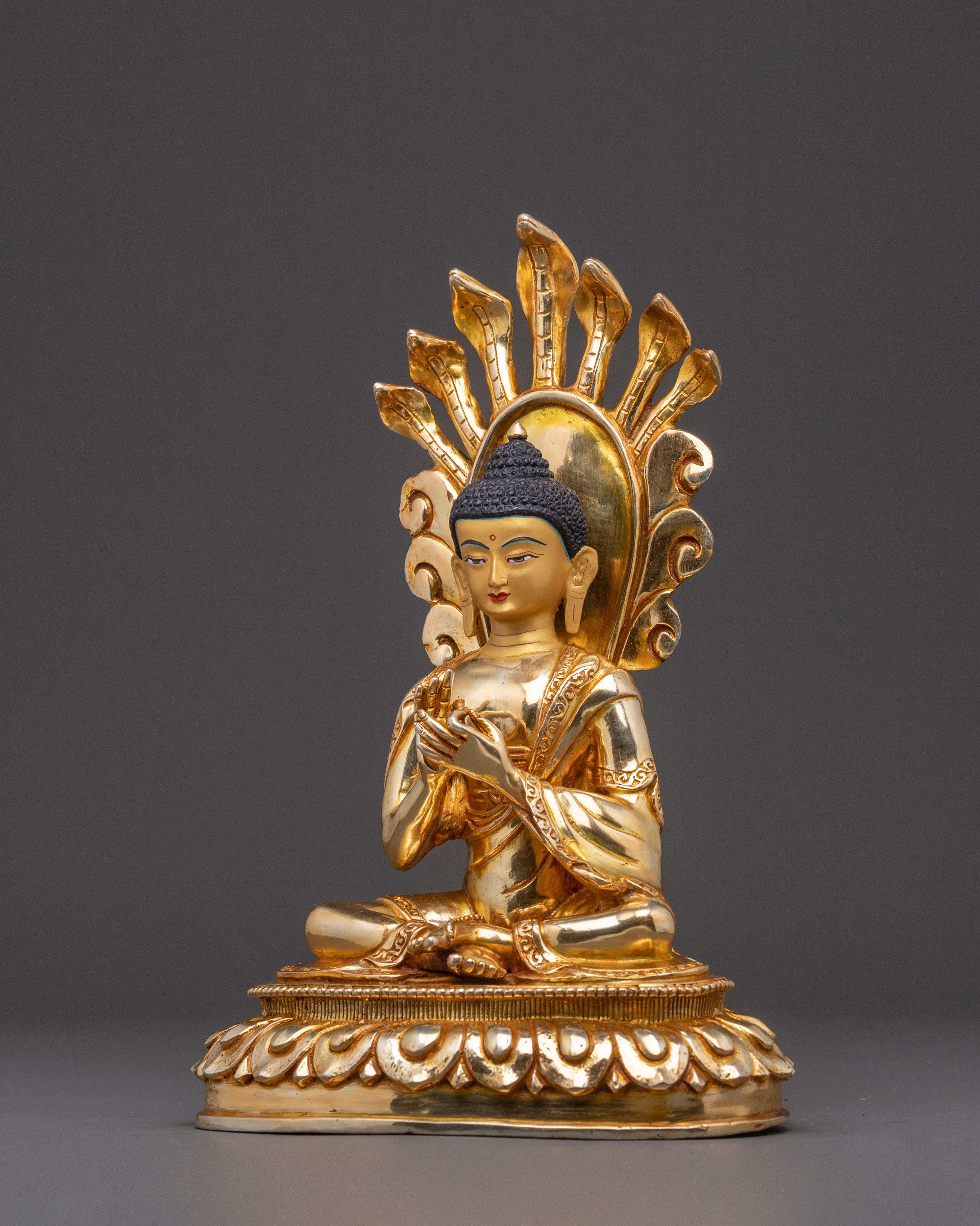 Buddhist Master Nagarjuna Copper Statue – Gilded Serenity