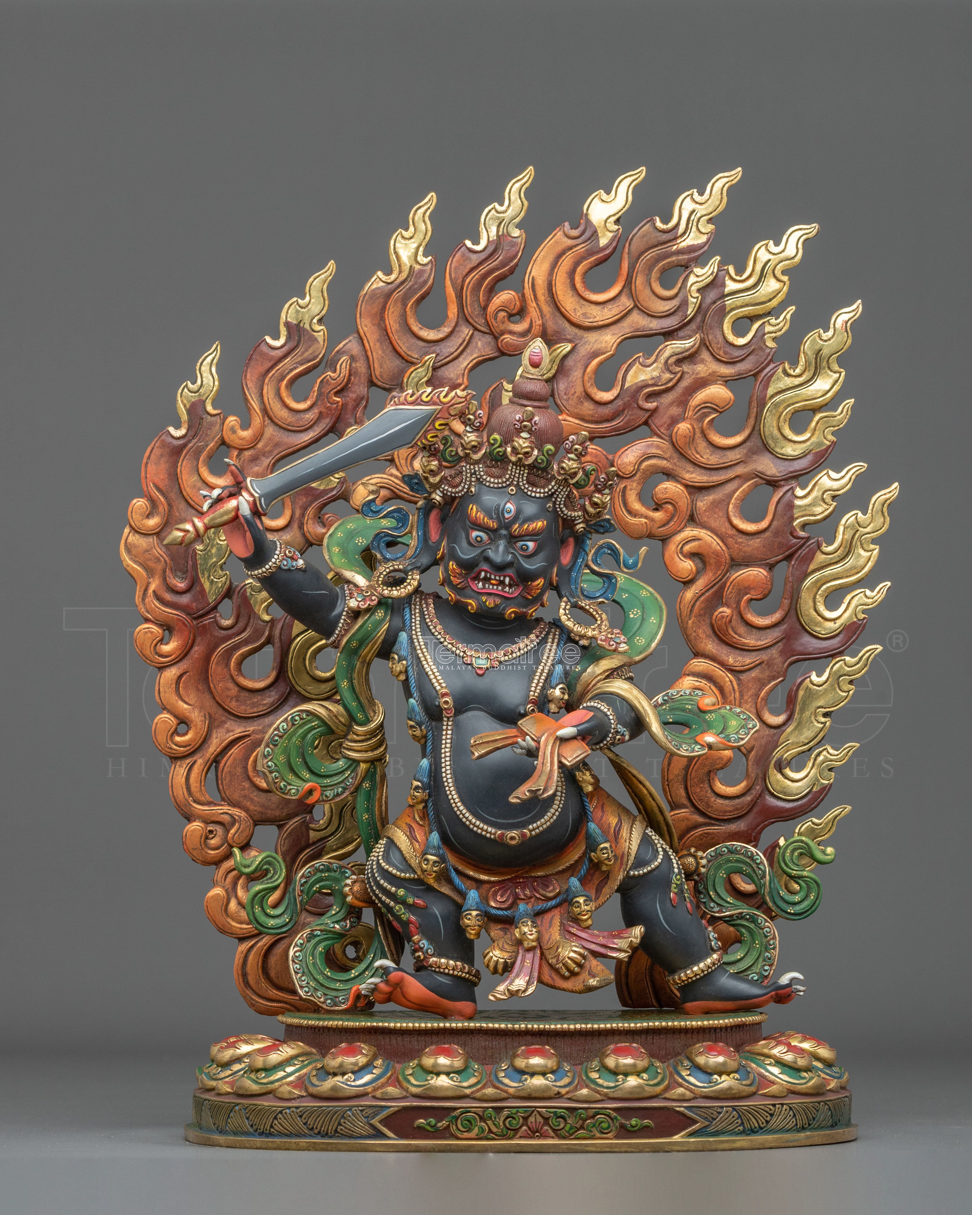 Black Manjushri Copper Statue | Wisdom Deity Buddhist Sculpture