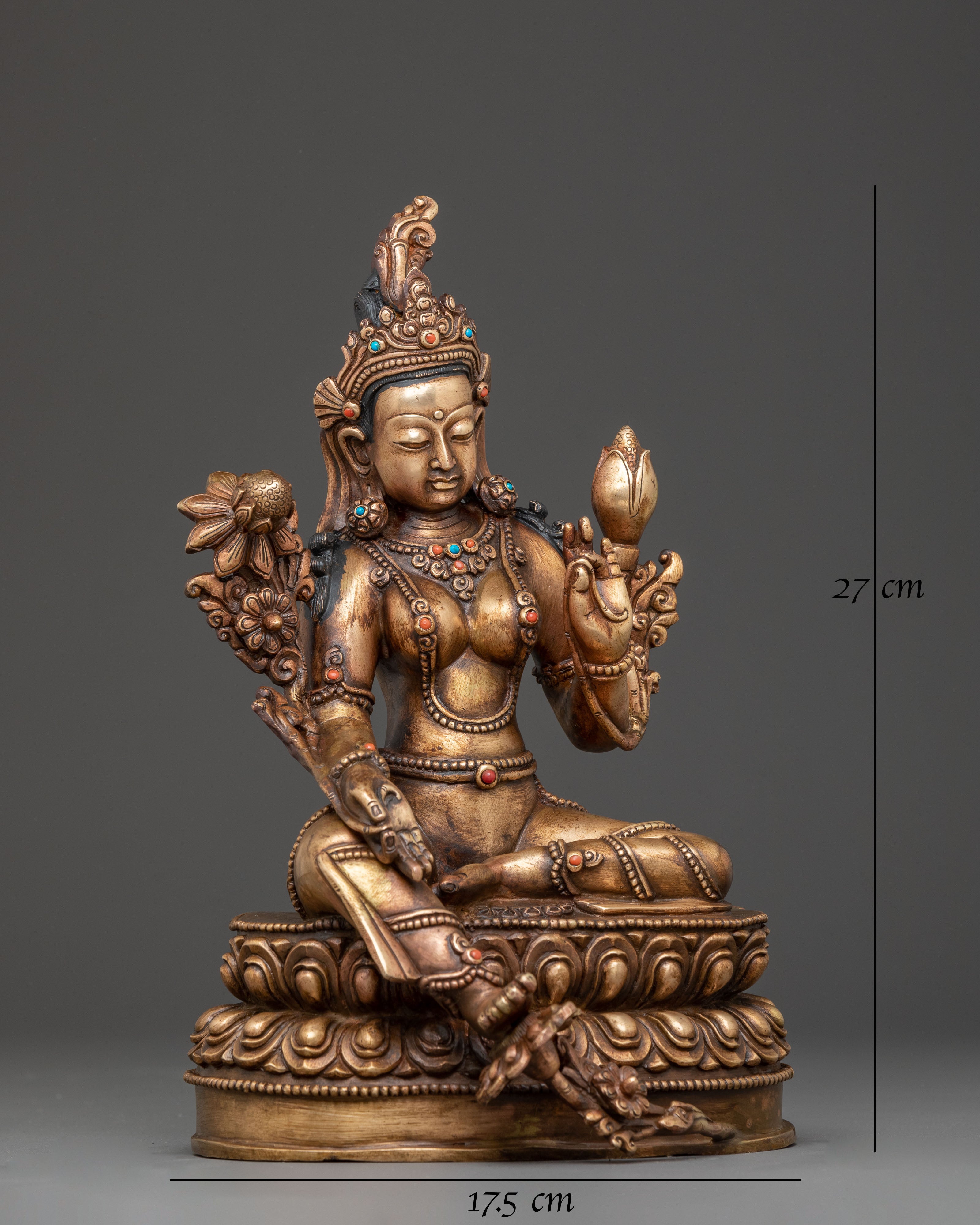 Oxidized Statue of Mother Green Tara