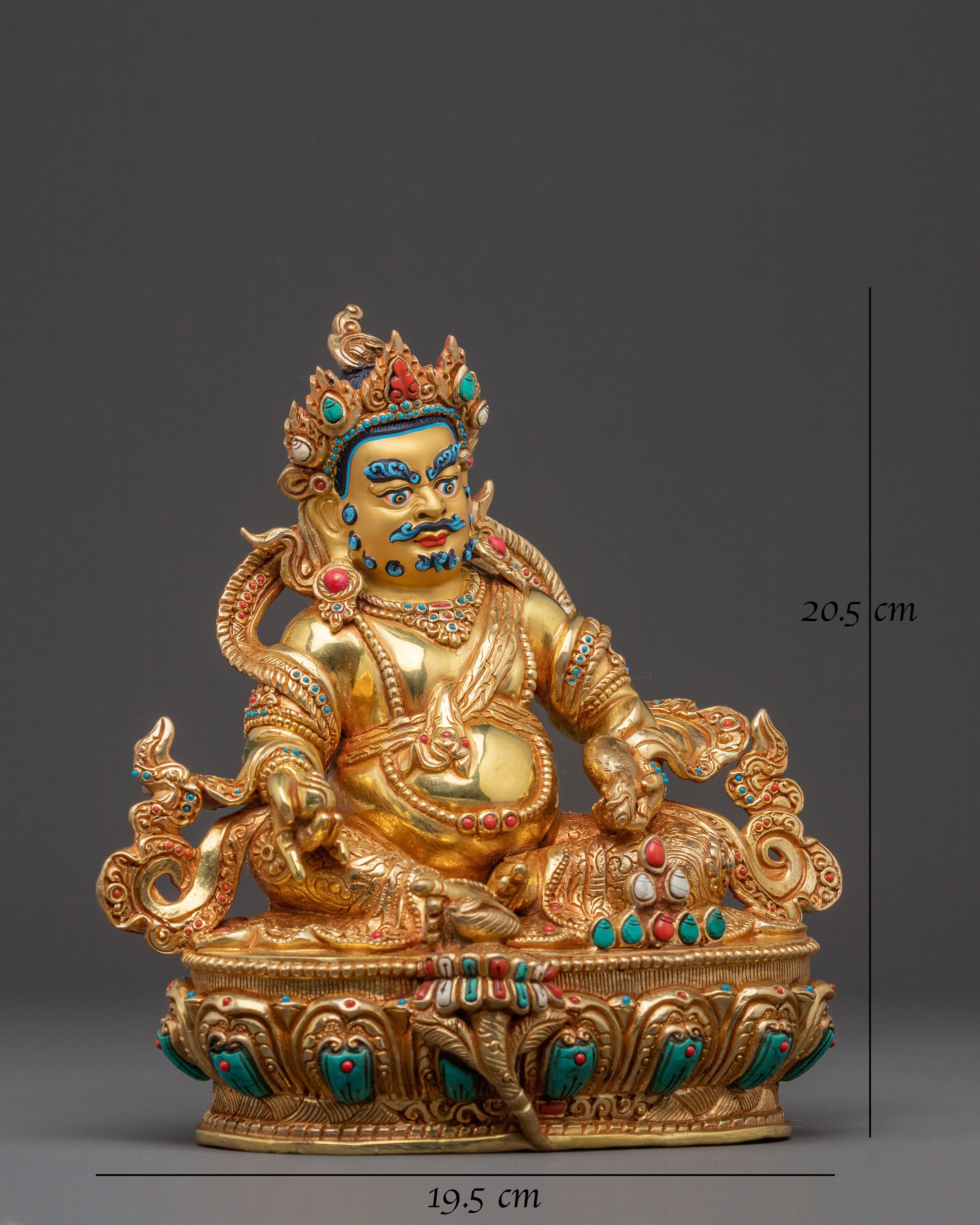 Blessed Statue Dzambhala: 24K Gold Gilded