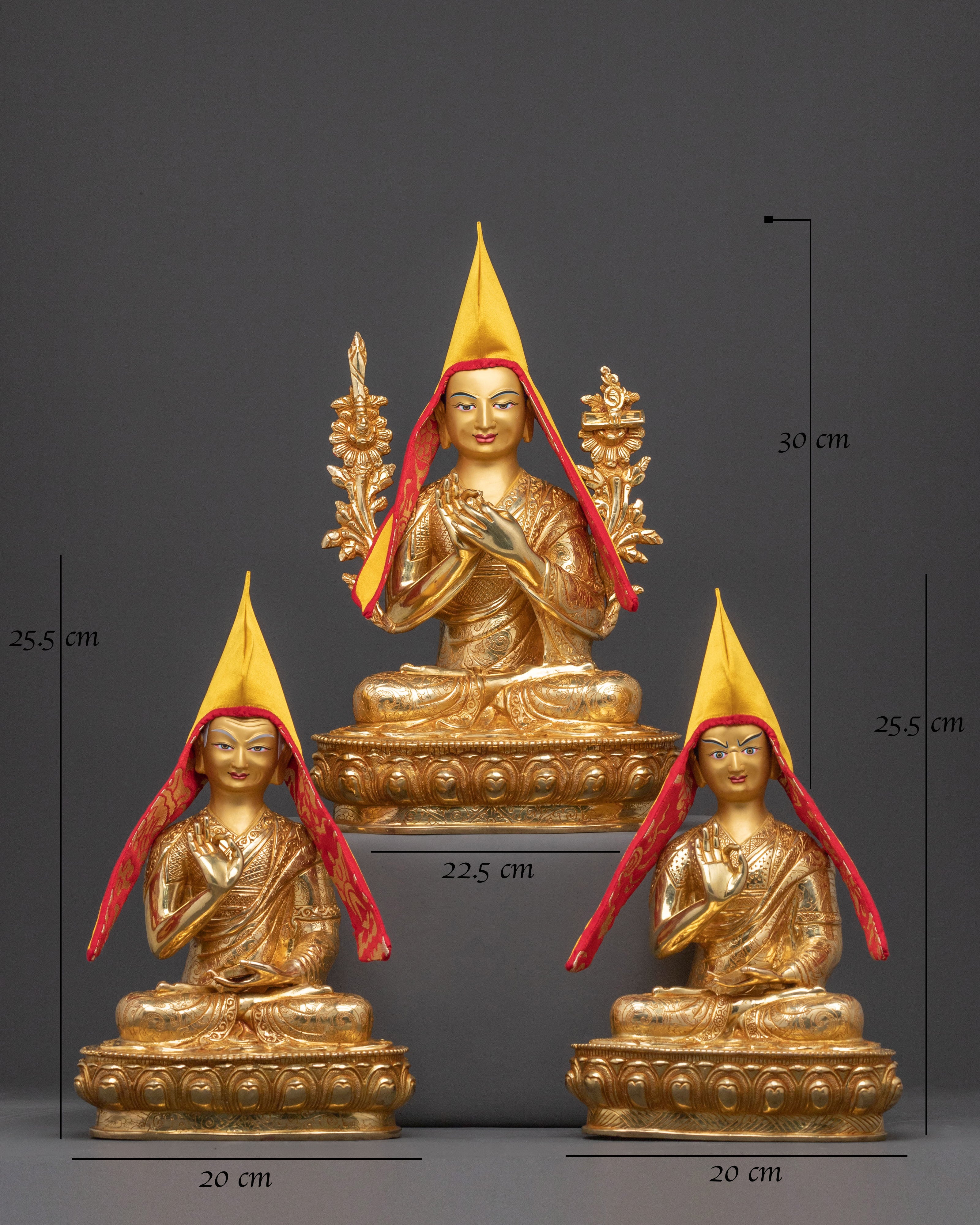 Sacred Tsongkhapa Statue Set | Sacred Meditation Teacher Sculpture