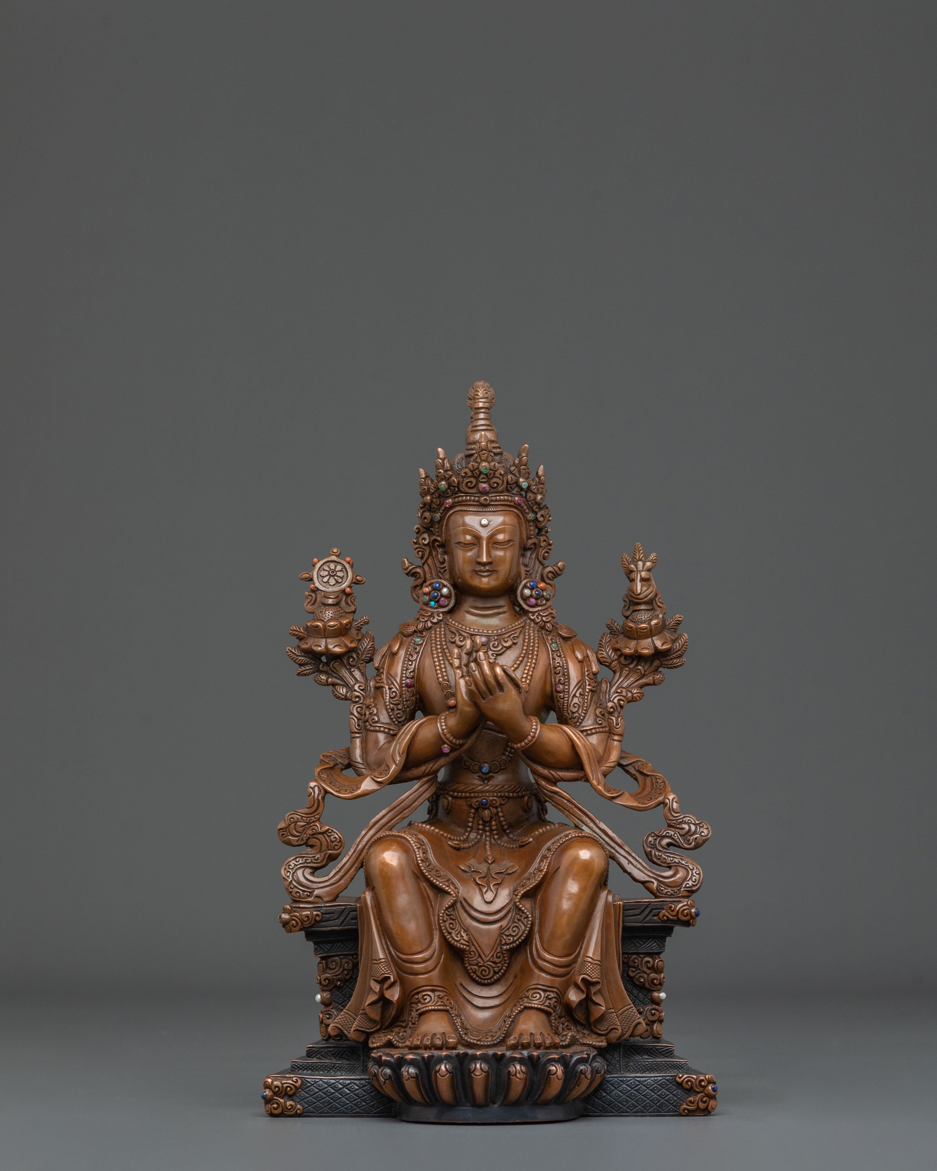 Future Buddha Maitreya Oxidized Statue