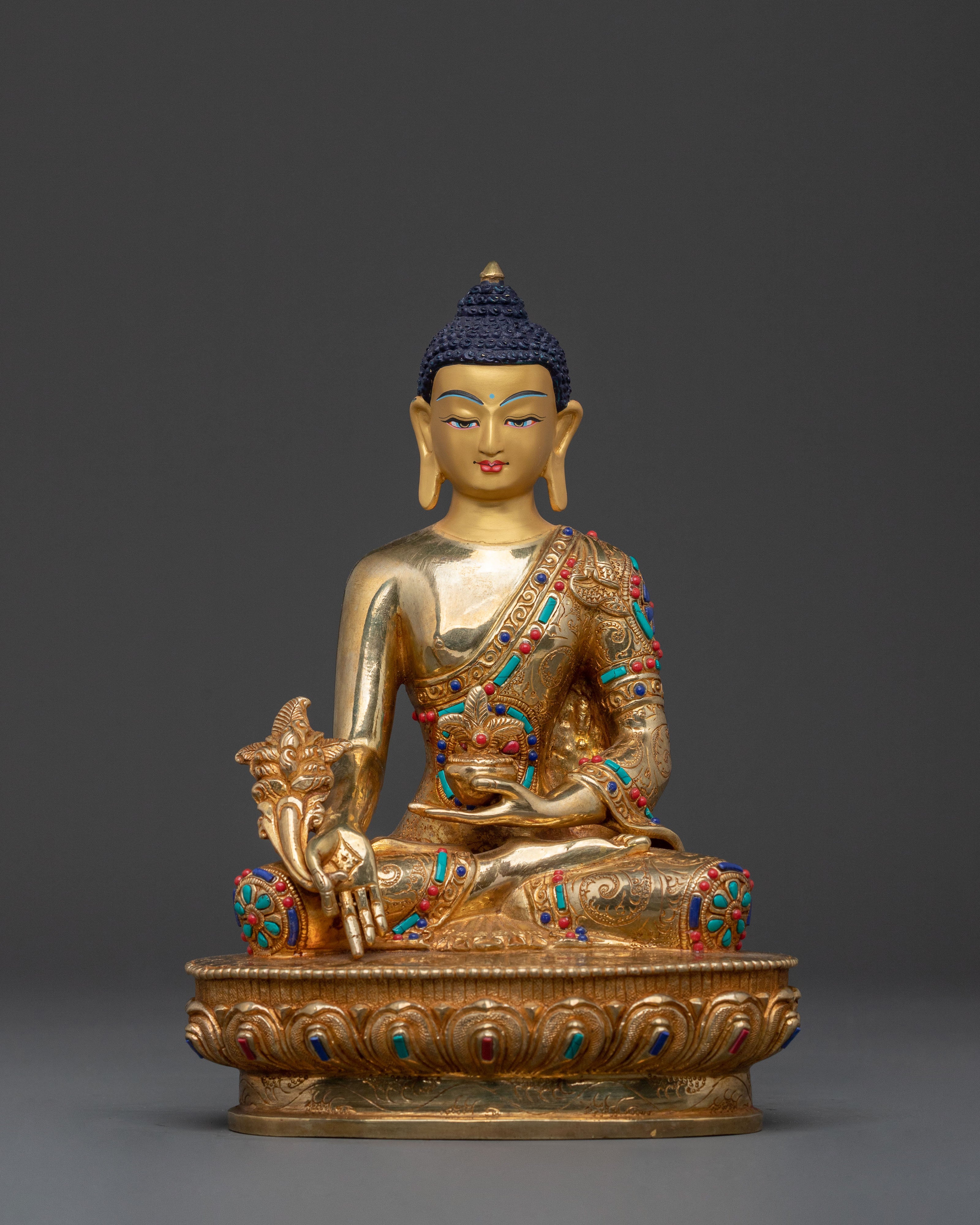 Medicine Buddha 24k Gold Gilded Spiritual Statue
