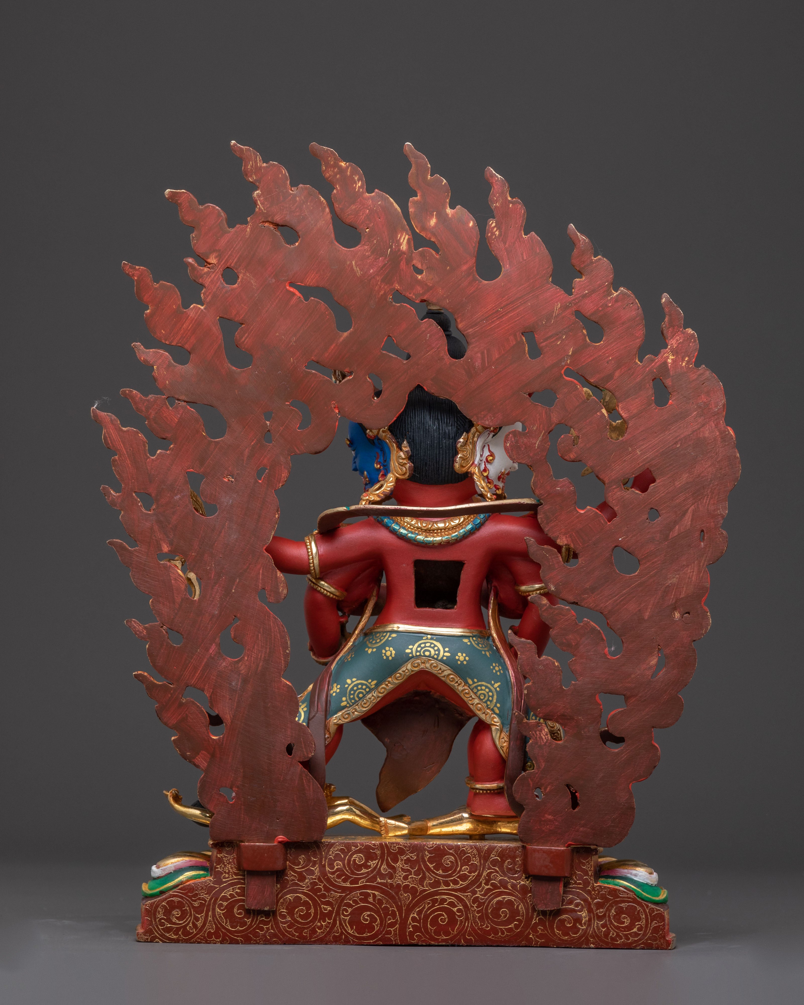 Red Dzambhala Spiritual Statue: Himalayan Handcrafted Artwork