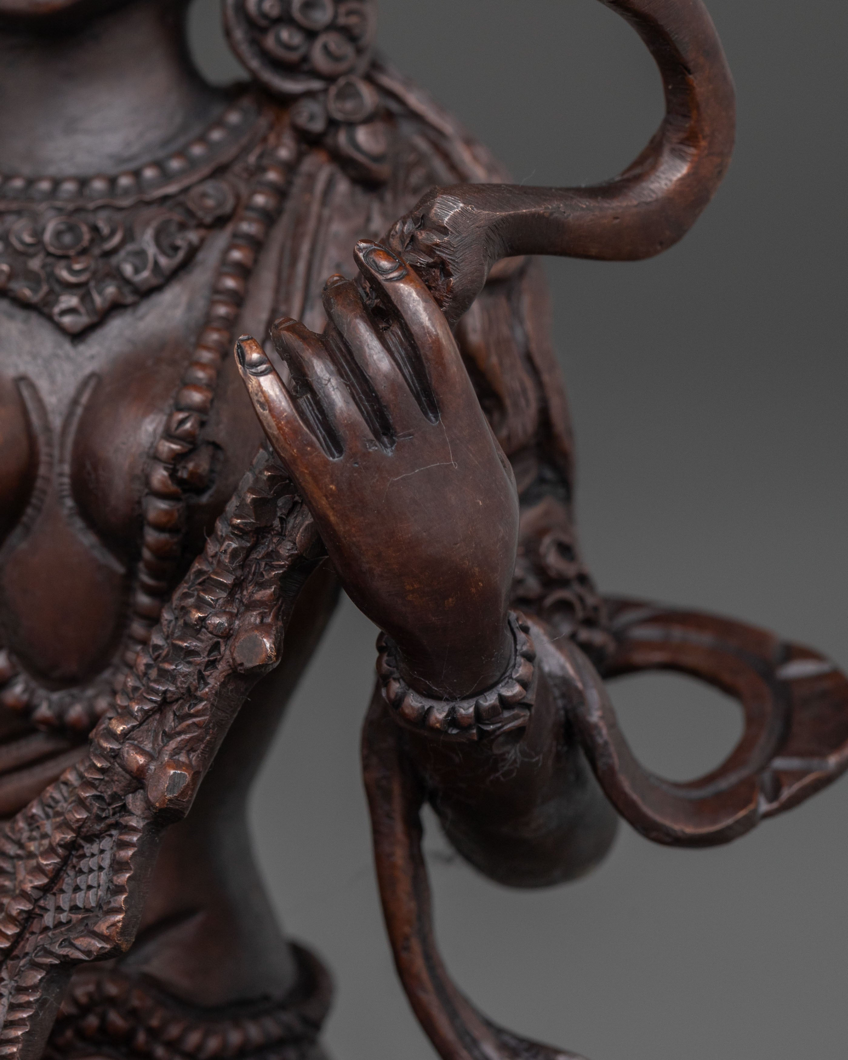 Goddess Saraswati Statue | Oxidized Copper Body