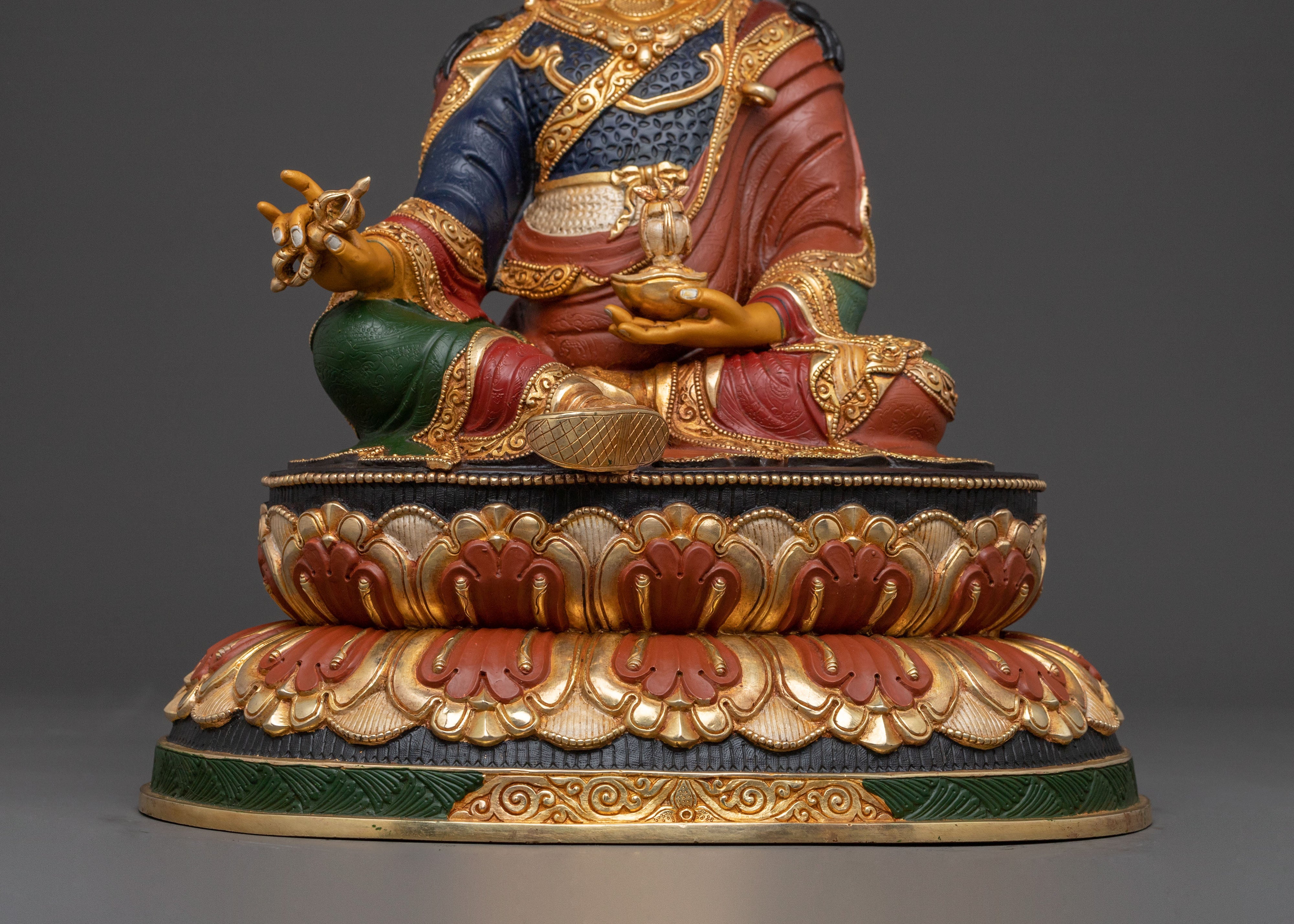 Guru Rinpoche Divine Statue – Gilded Copper Art