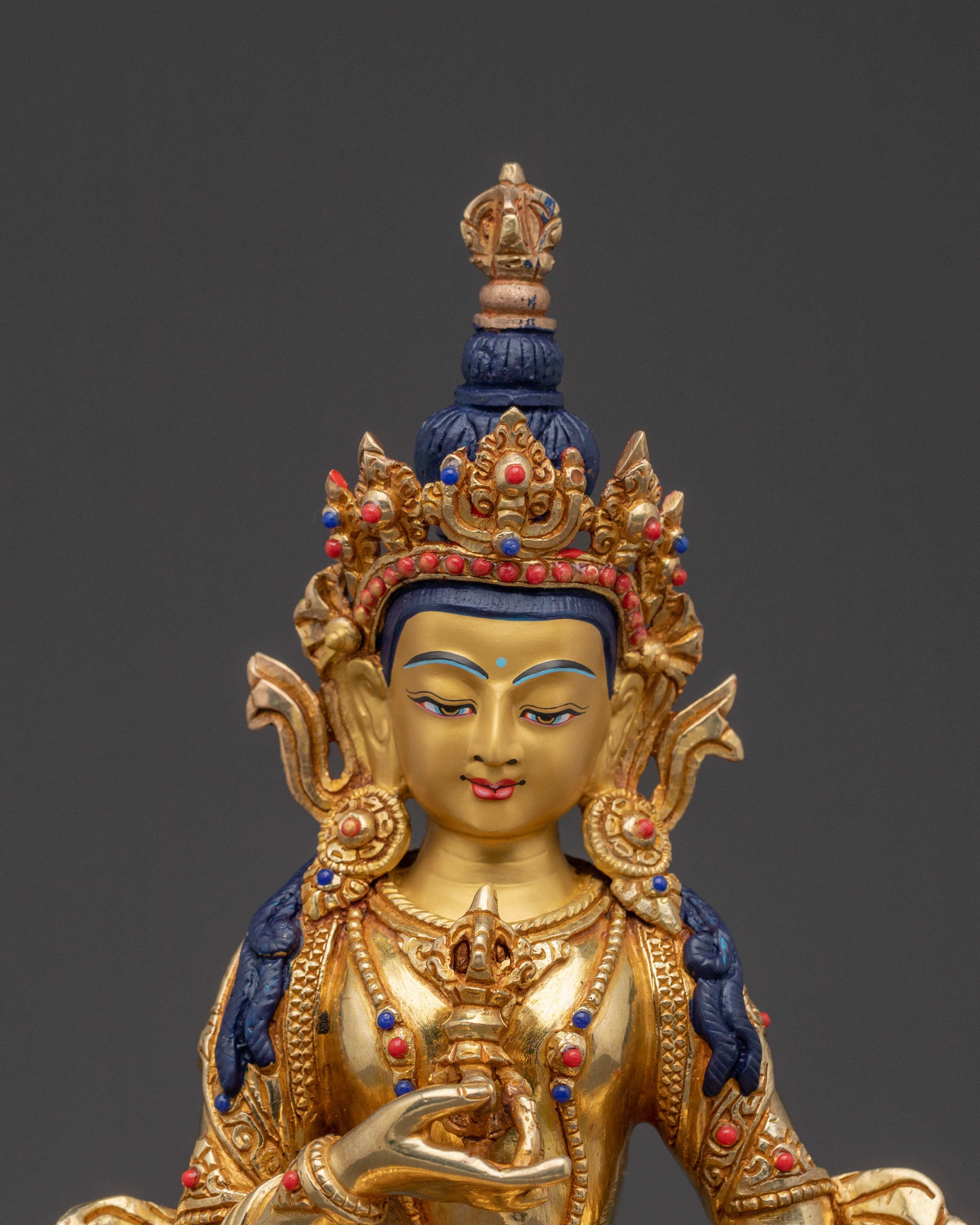 Statue of Vajrasattva for Sacred Spaces: Hand-Gilded Copper Artistry