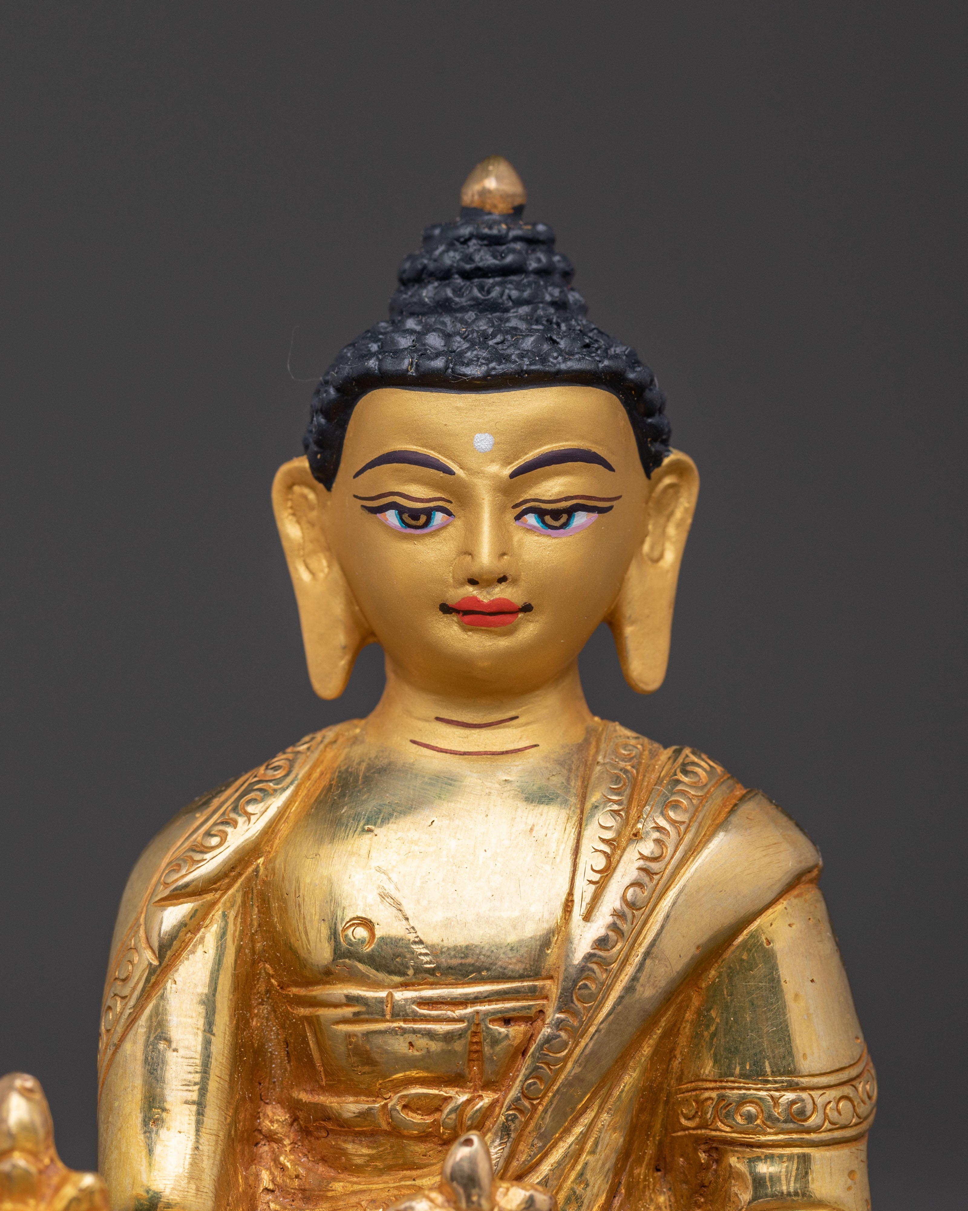 Medicine Buddha Gold Gilded Sacred Statue - Radiant Healing Art