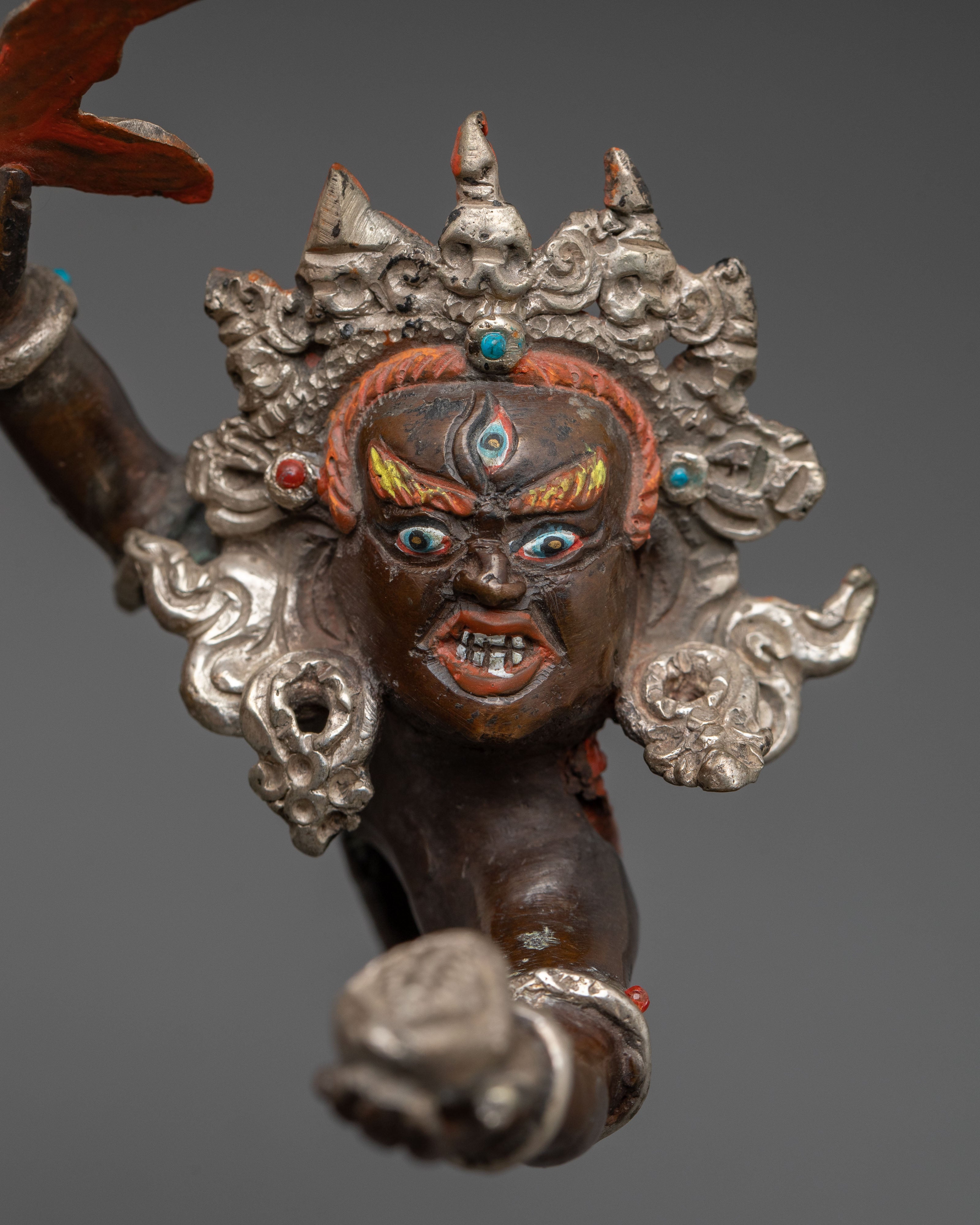 Hayagriva Vajrayana Deity - Oxidized Copper Spiritual Statue