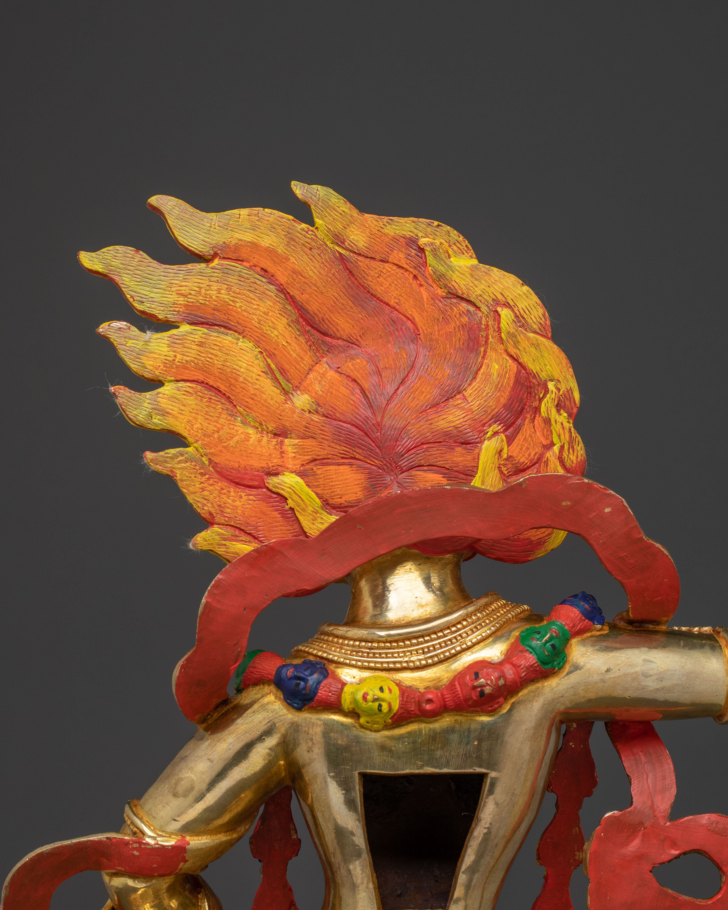 Simhamukha Statue the Remover of Obstacles - Exquisite 24K Gold Gilded Copper