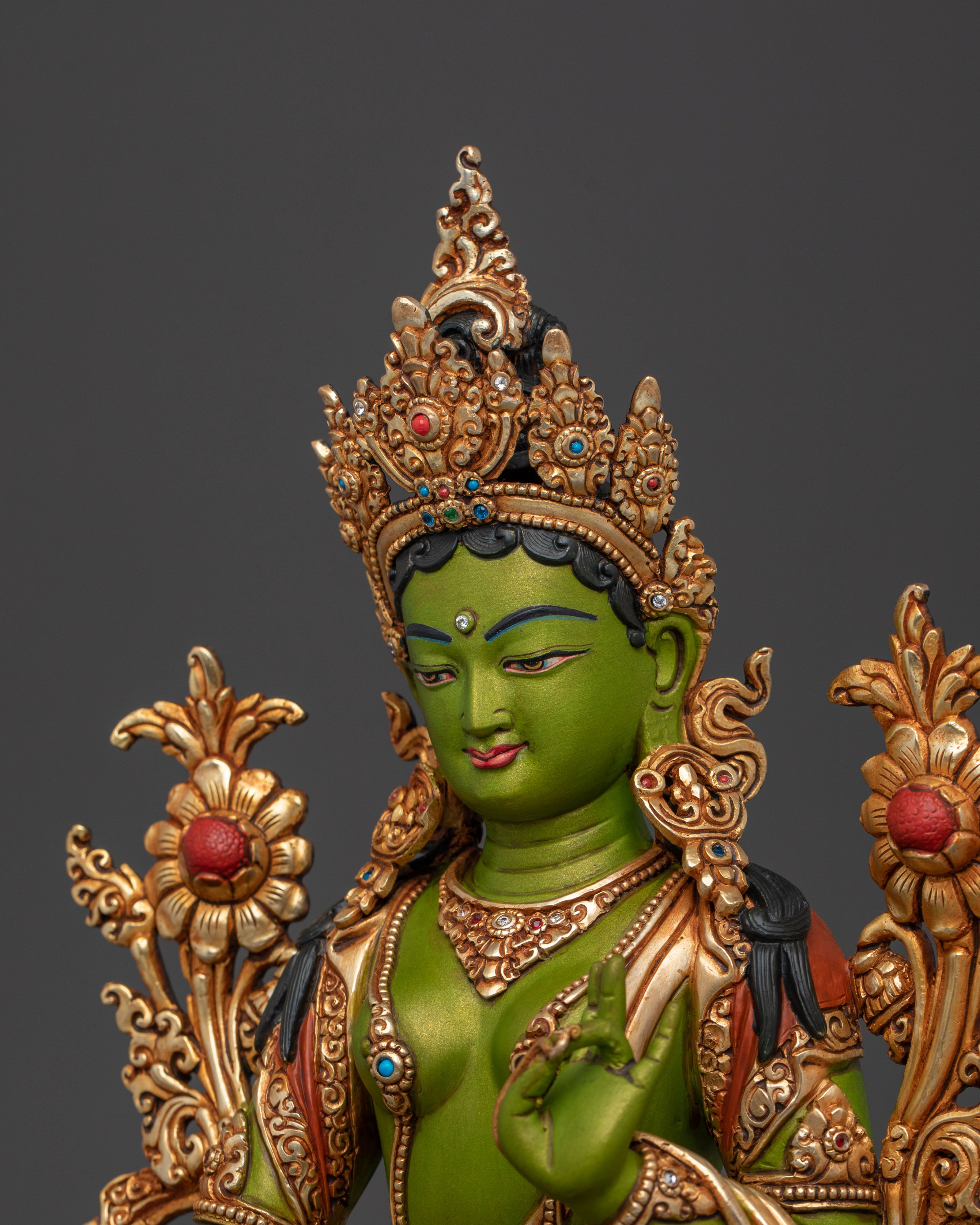 Green Tara Copper Statue | Handcrafted Serenity