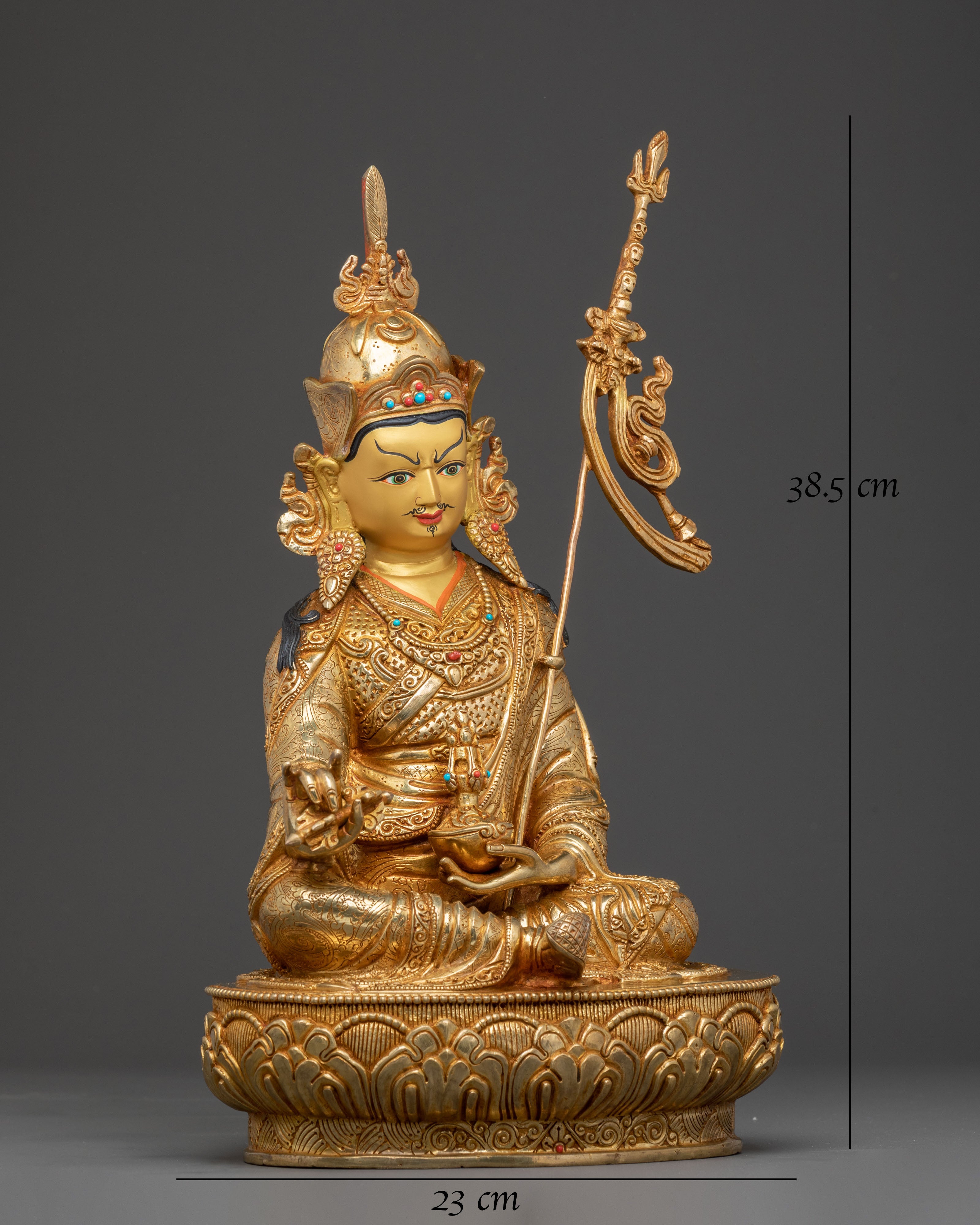 Guru Rinpoche Enlightened Master - 24K Gold Gilded Statue