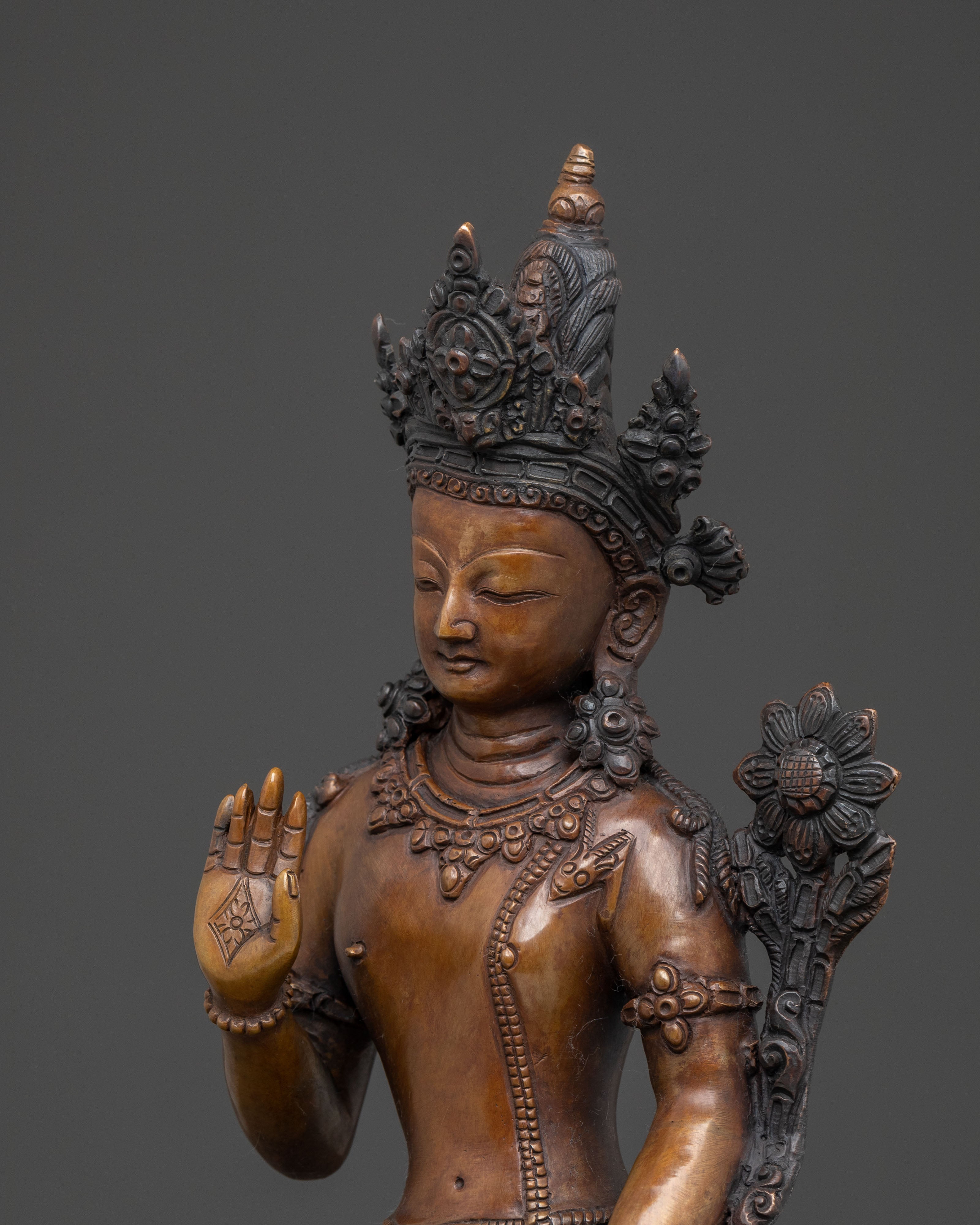 Padmapani Copper Statue | Meditational Figure