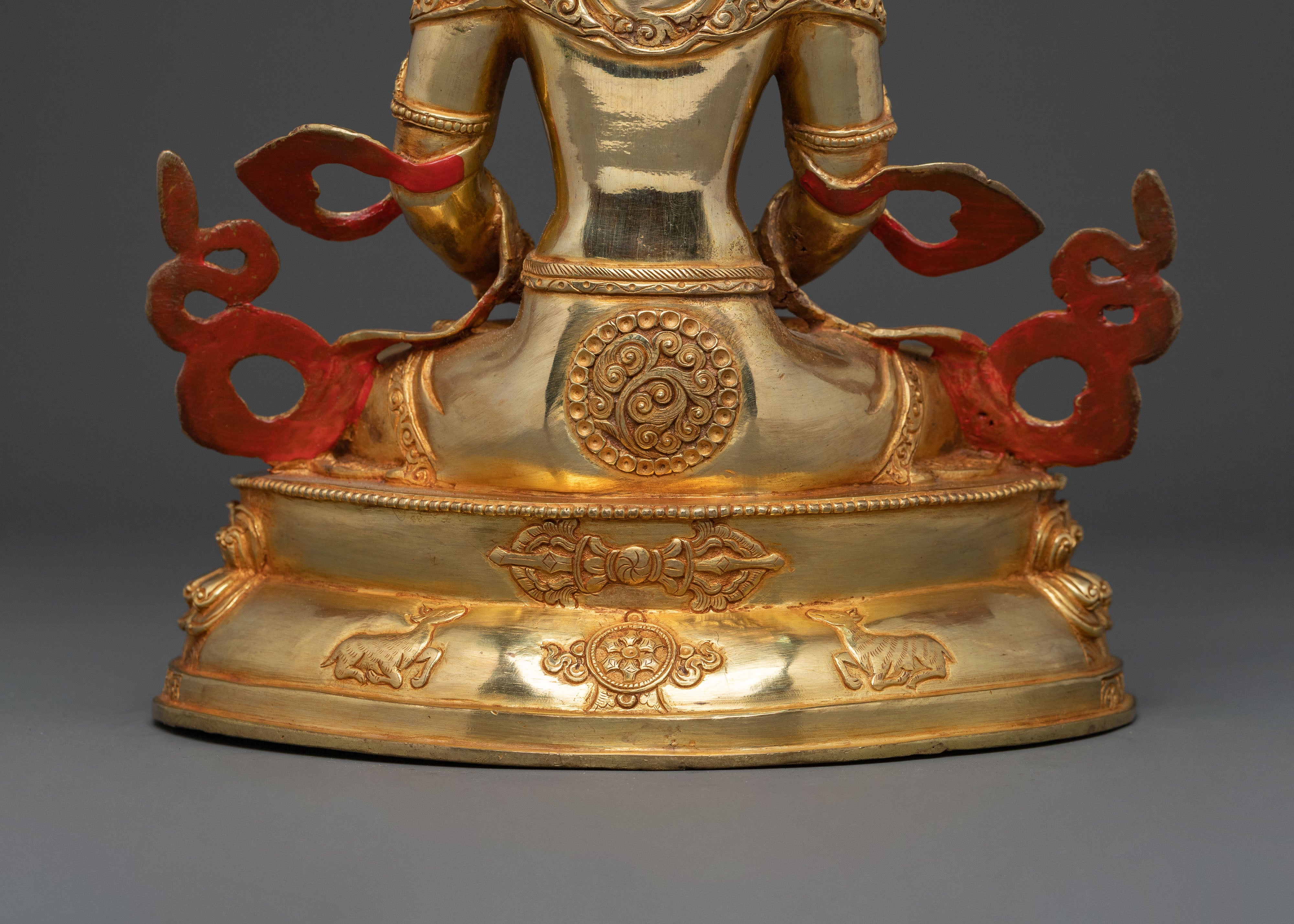 Handcrafted Amitayus Statue | 24K Gold Gilded Deity