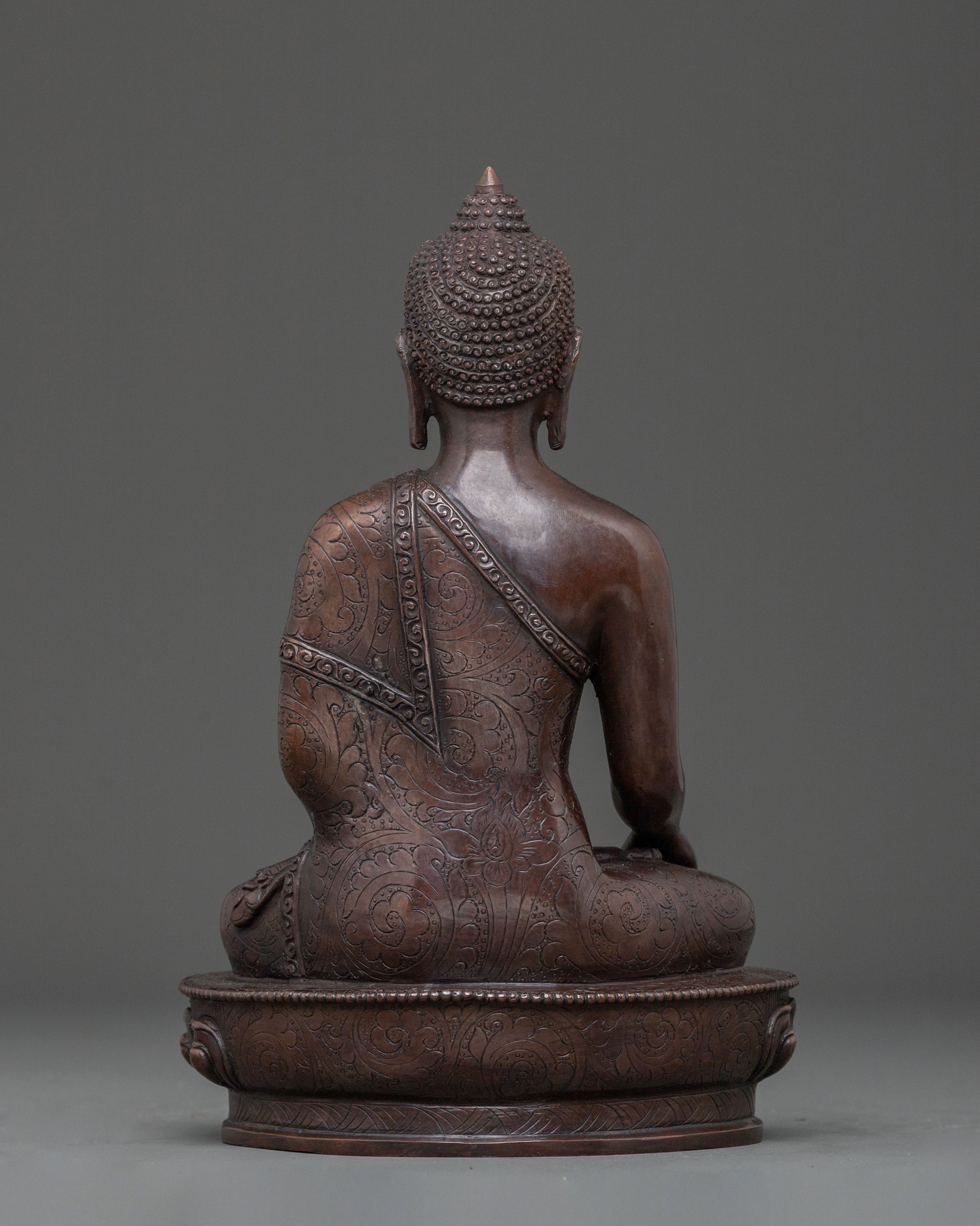 Gautama Buddha Meditation Altar Statue in Oxidized Copper
