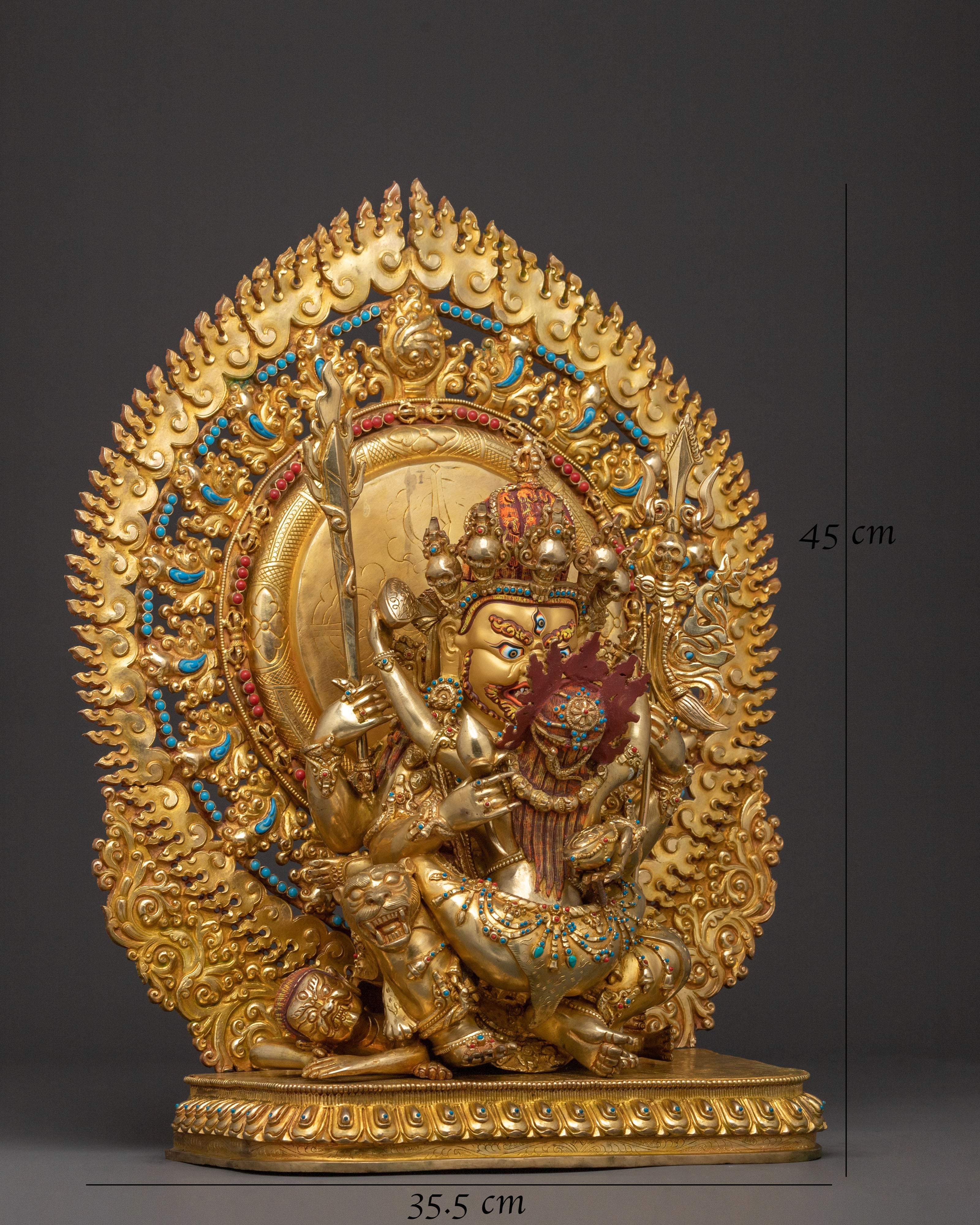 Chaturbhuja Mahakala Statue with Consort | Sacred Figurine
