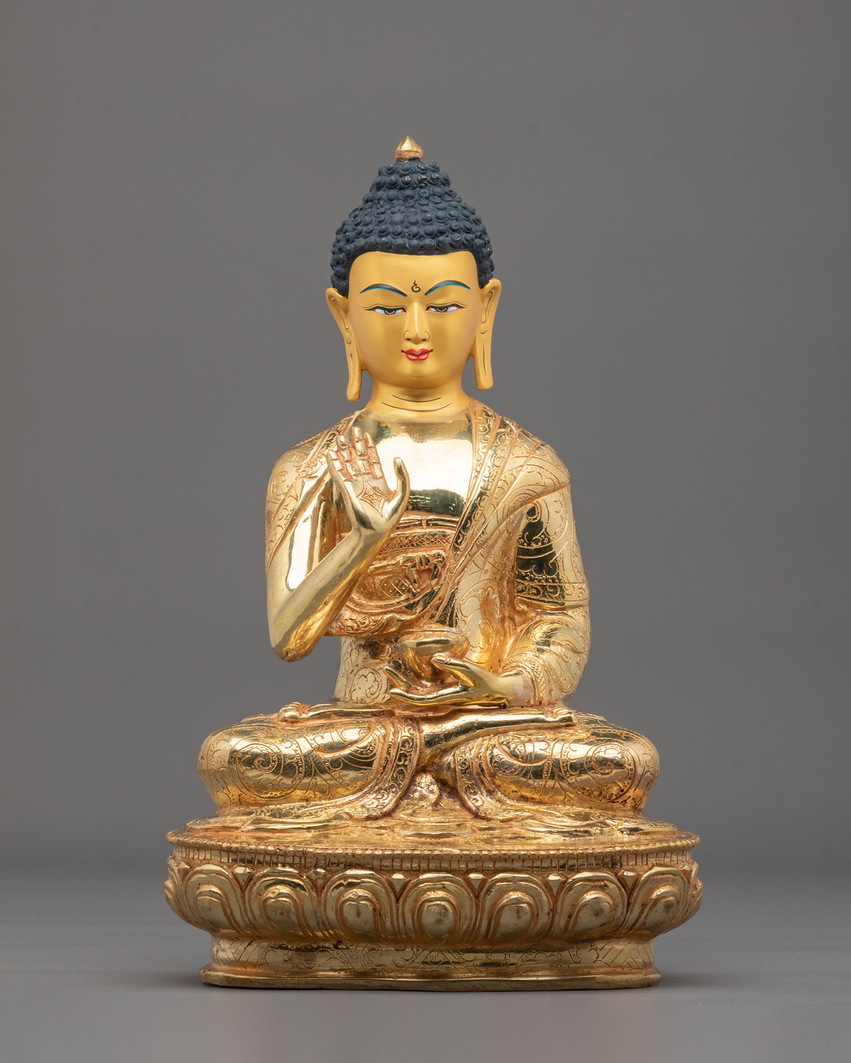 Amogasiddhi Buddha | 24K Gold Gilded Copper Statue