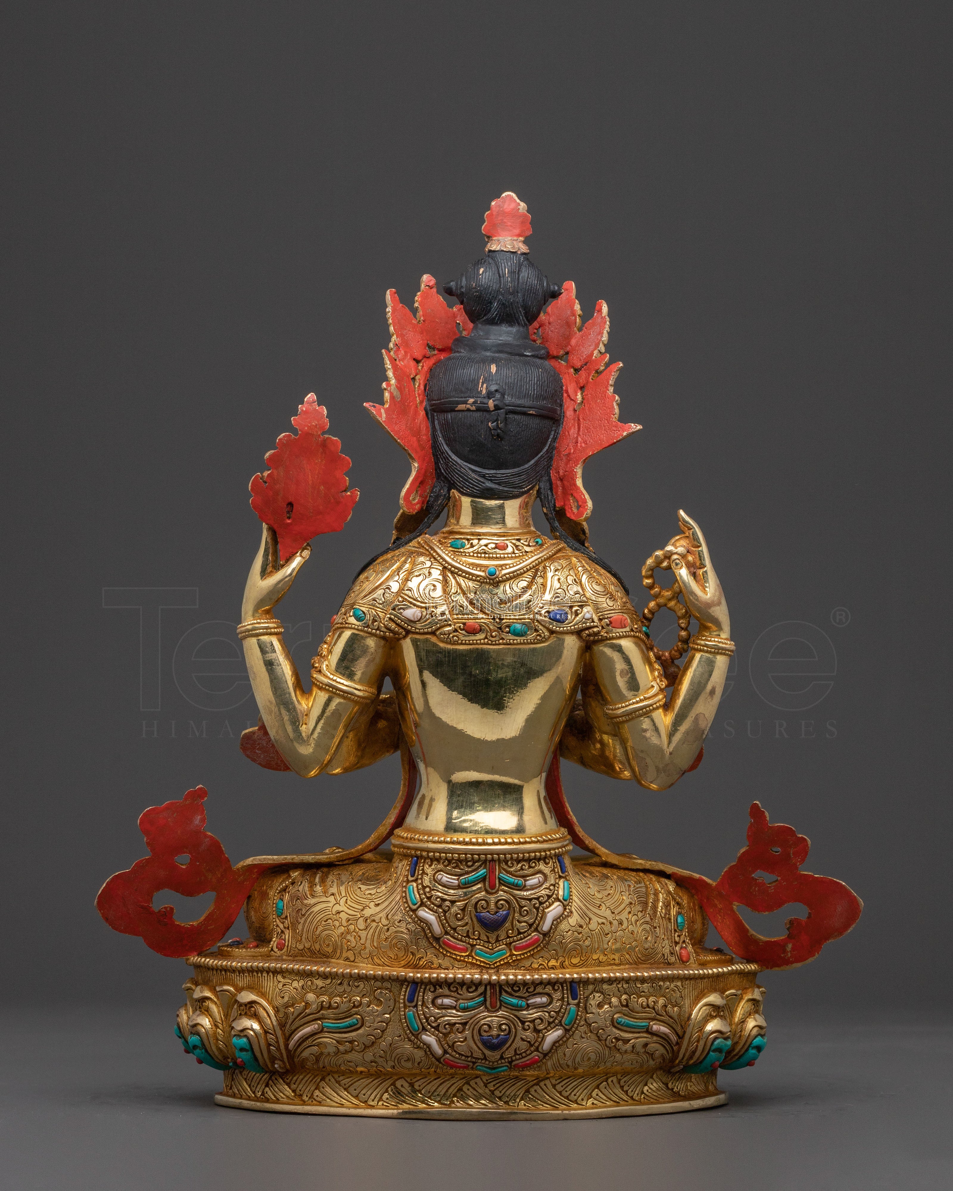 24K Gold Gilded Copper Chenrezig Statue | Patan Artistry