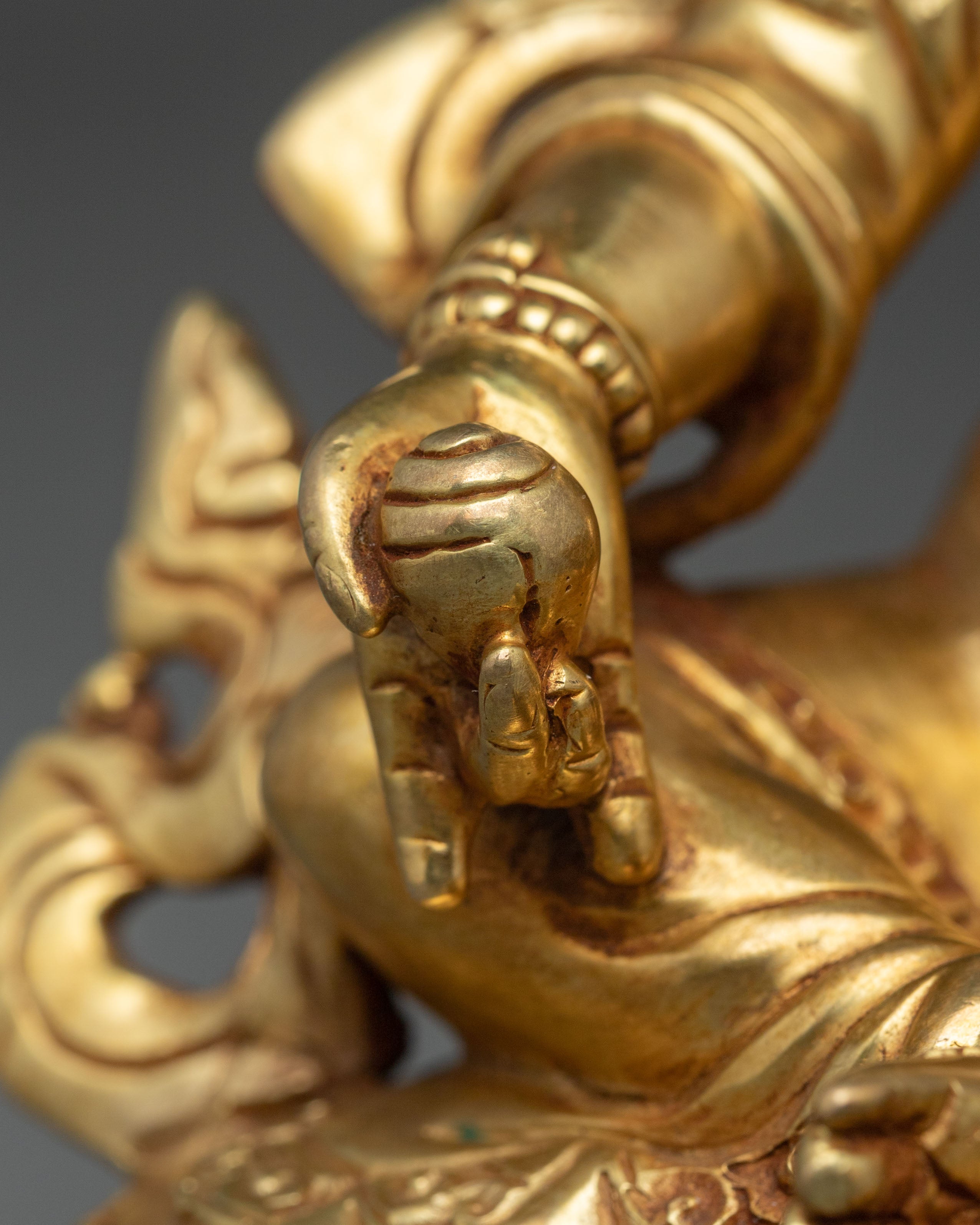 Dzambhala Fire Gold Gilded Statue | Wealth God