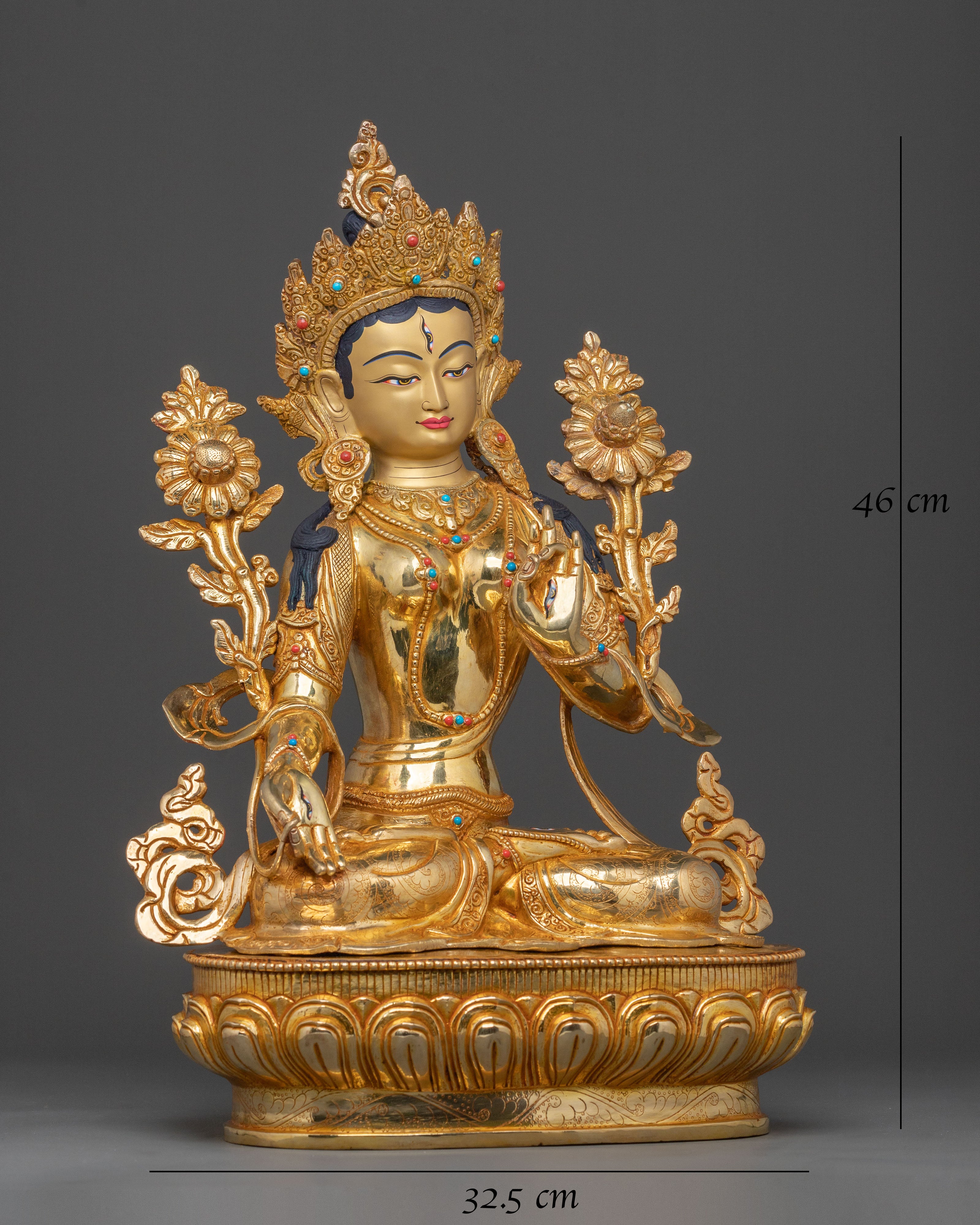 Buddhist Goddess White Tara Spiritual Statue | Sacred Long Life Deity