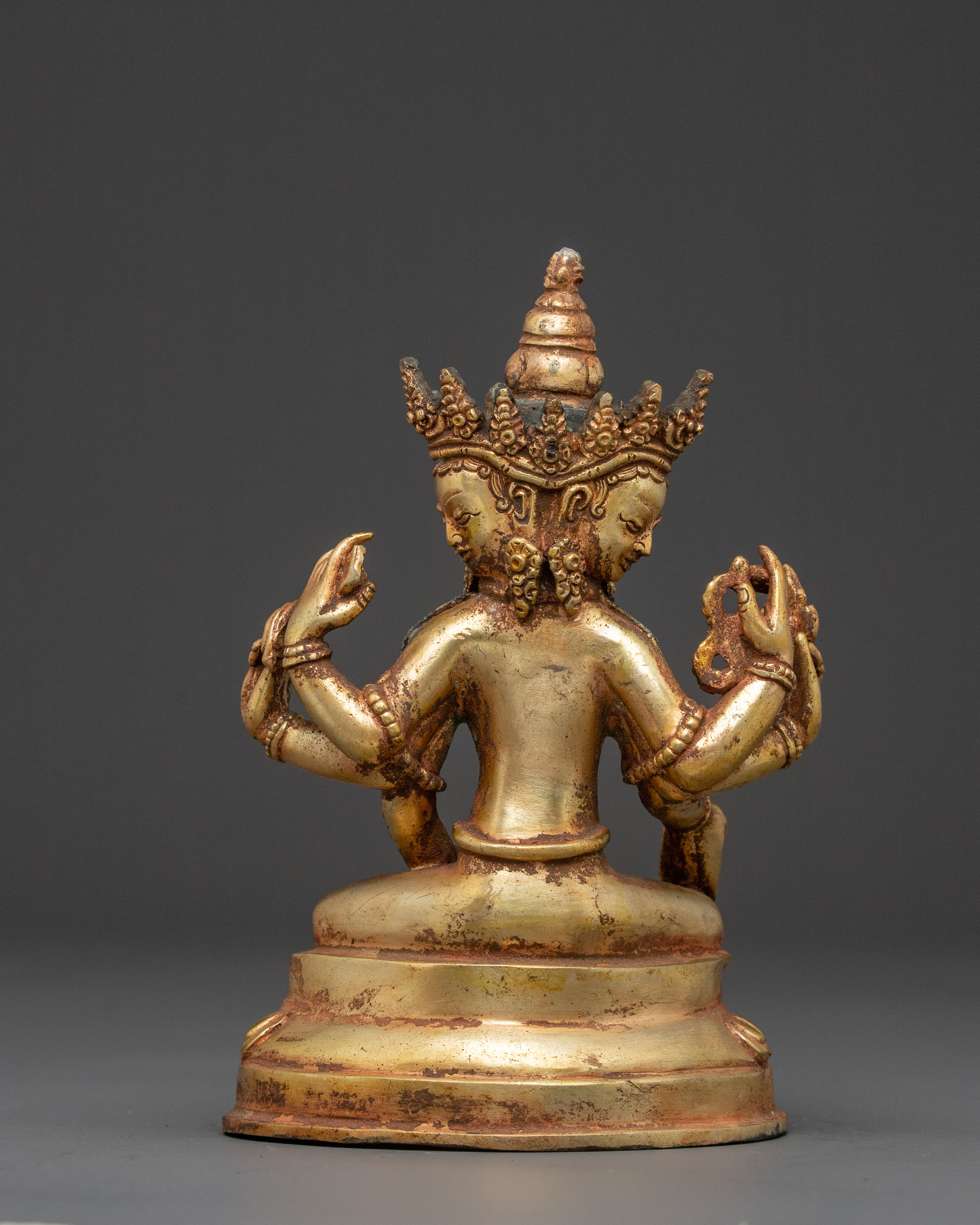 Vasudhara Statue: Antique Brass and Copper Elegance