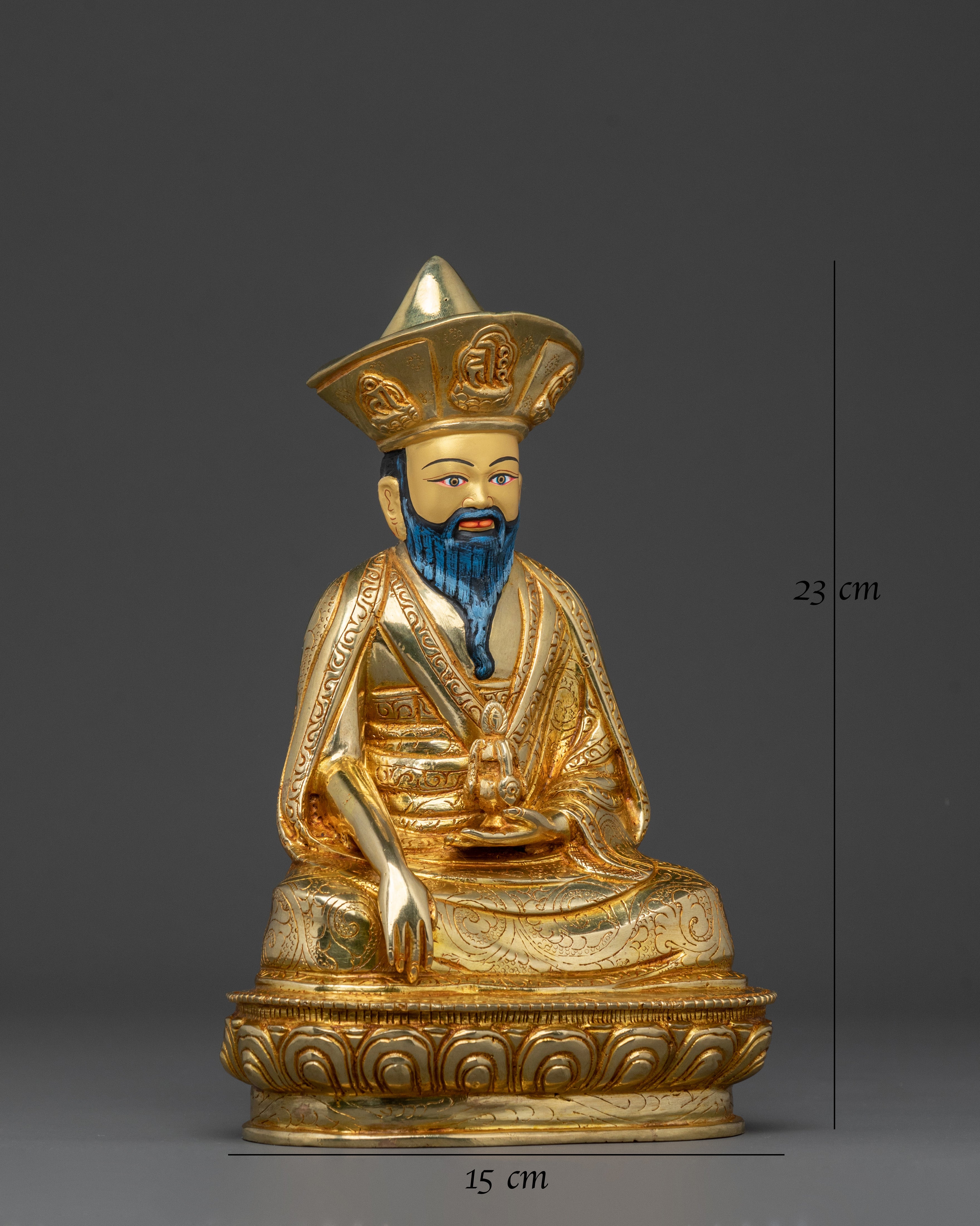 Guru Shapdum Statue | 24K Gold Gilded Buddhist Master