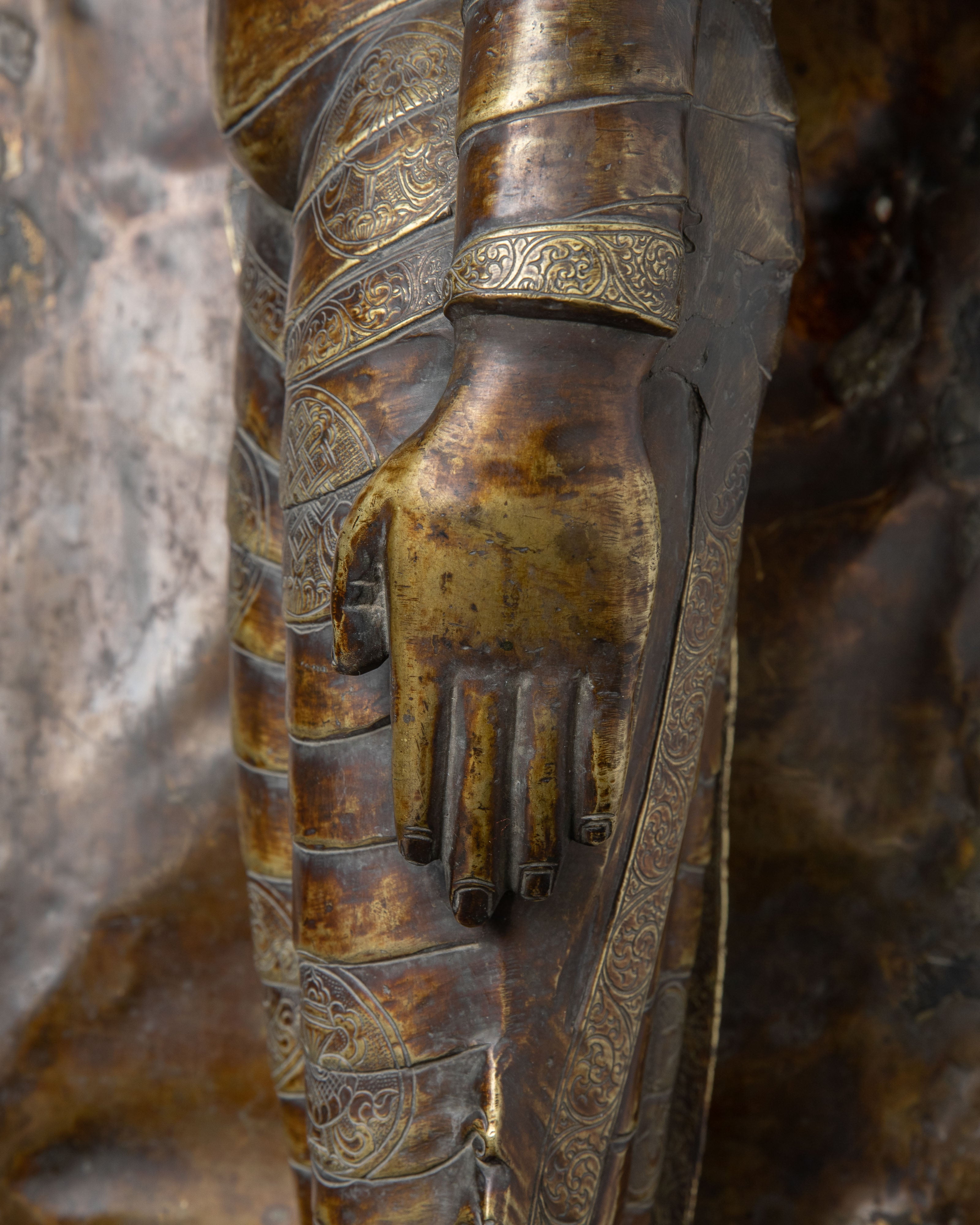 Buddha Entering Nirvana | Oxidized Copper sculpture