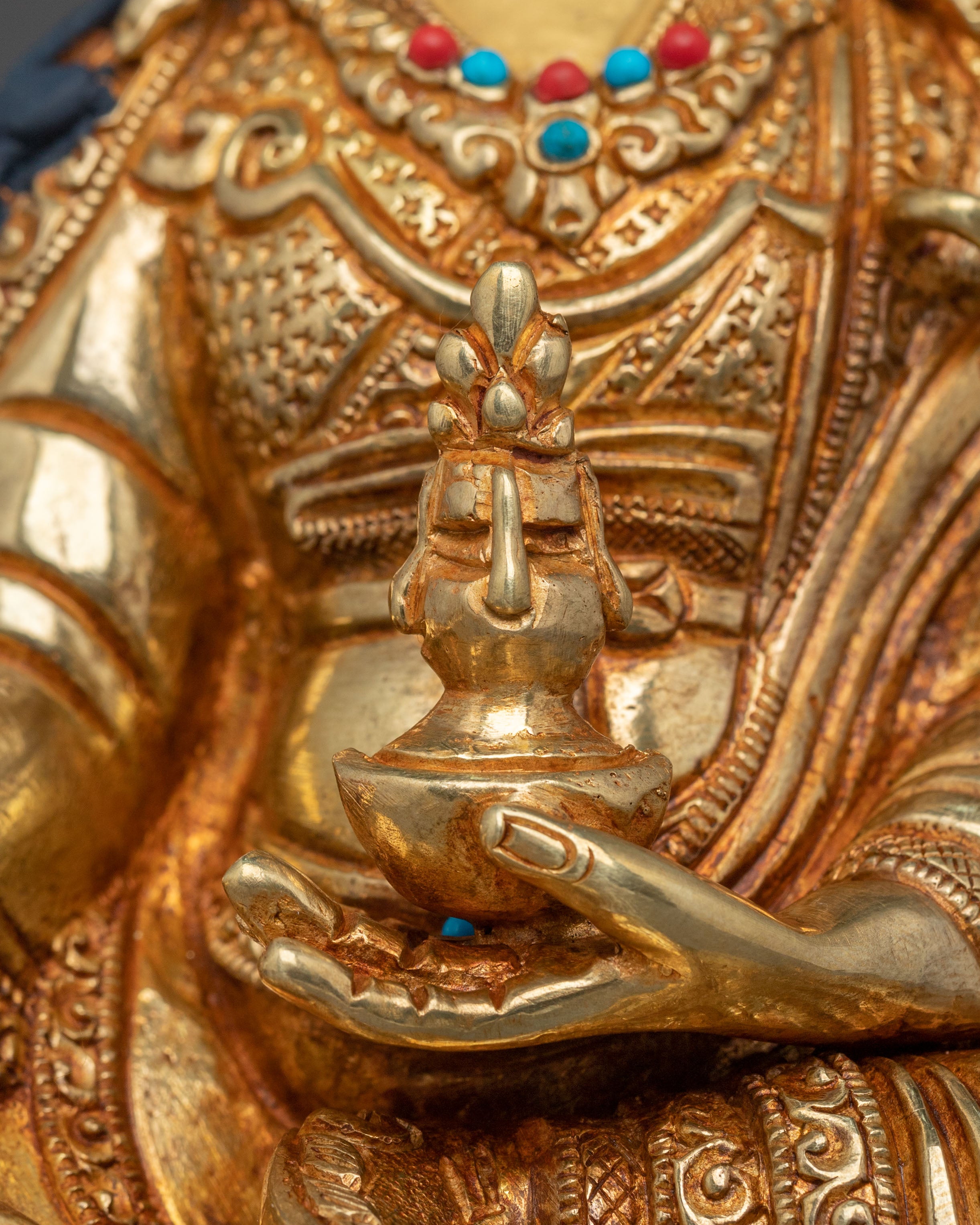 Guru Rinpoche Statue | 24K Gold Gilded Figurine