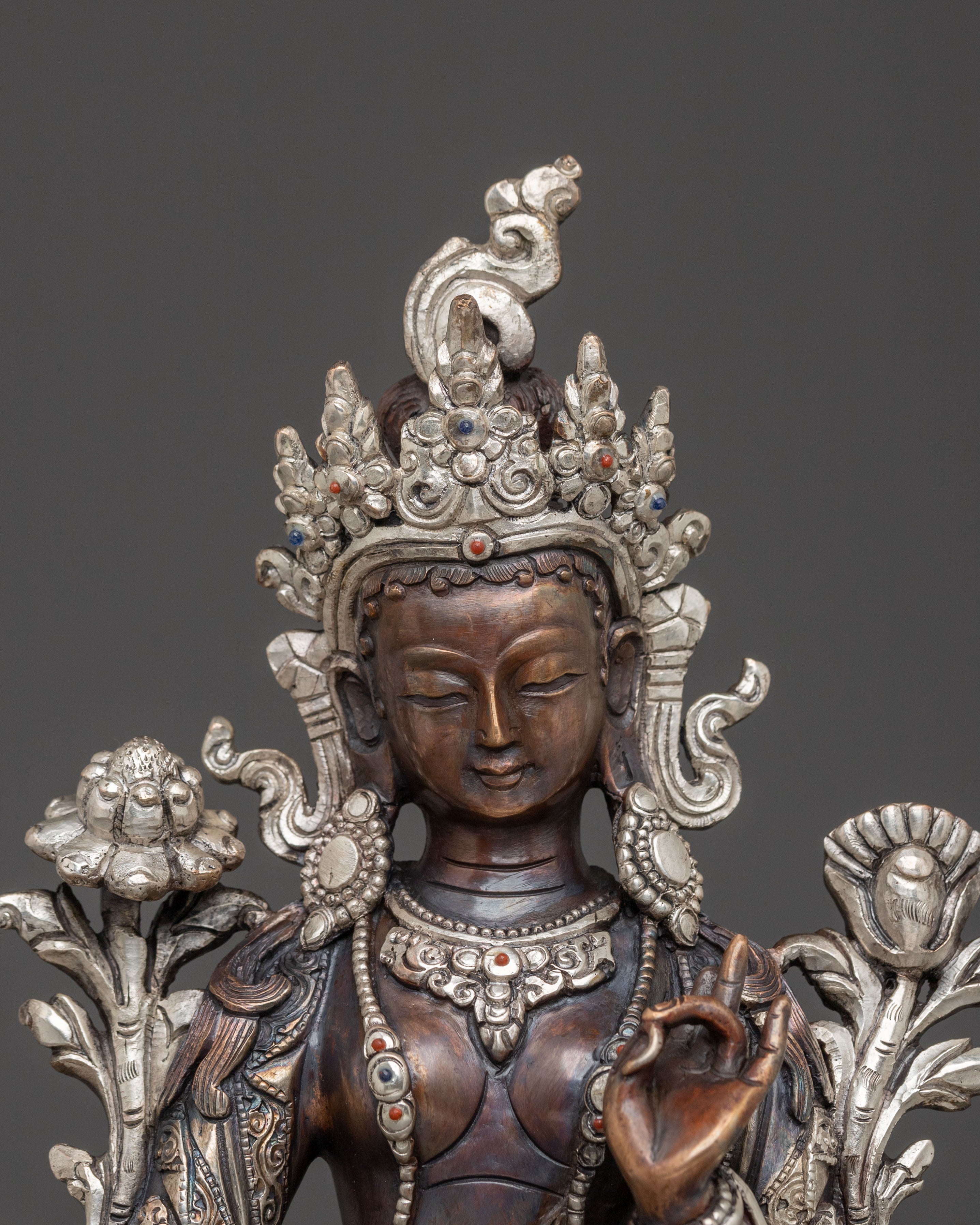 Green Tara Statue | Oxidized Copper Buddhist Goddess