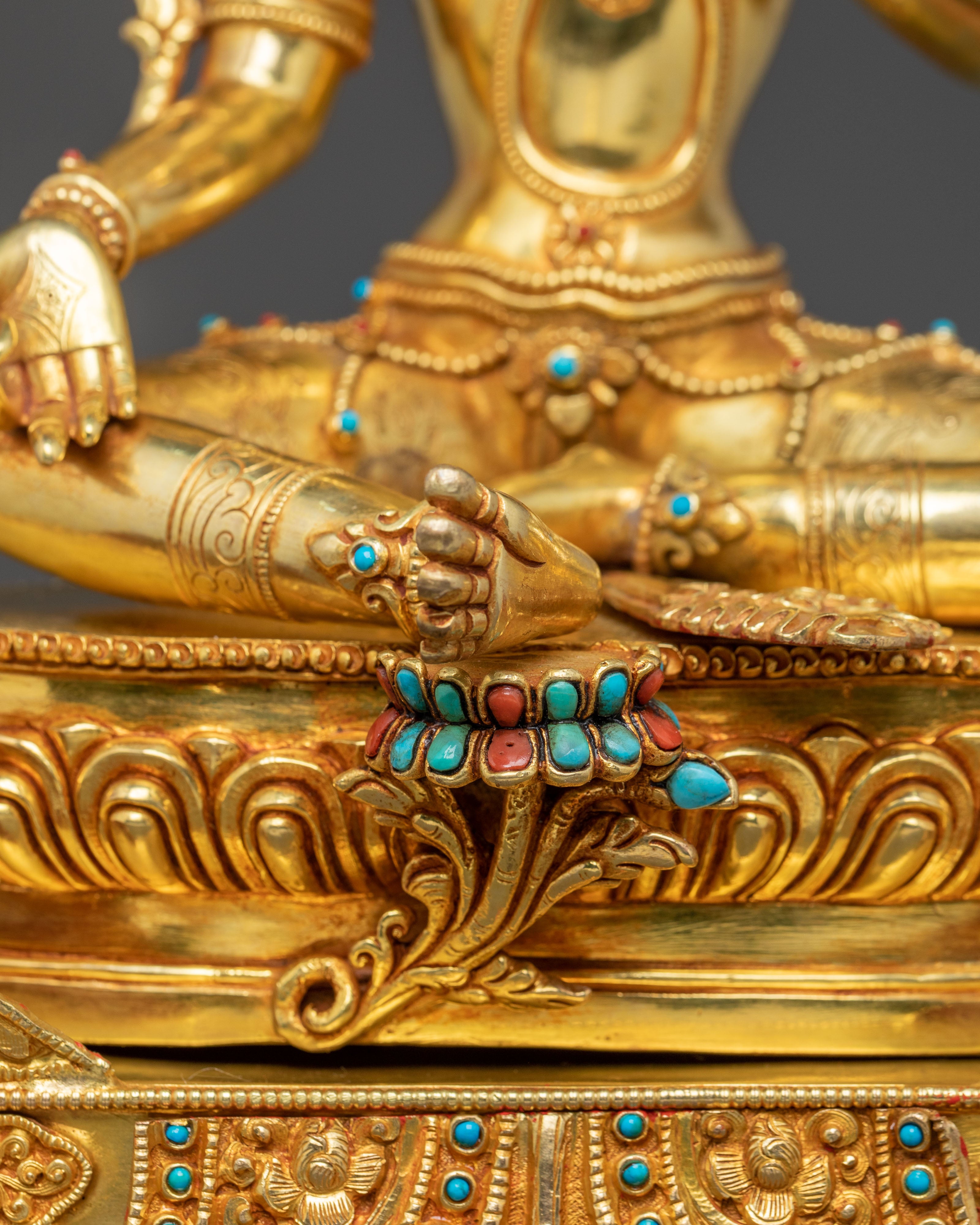 Green Tara Statue On Throne | Sacred Altar Decor