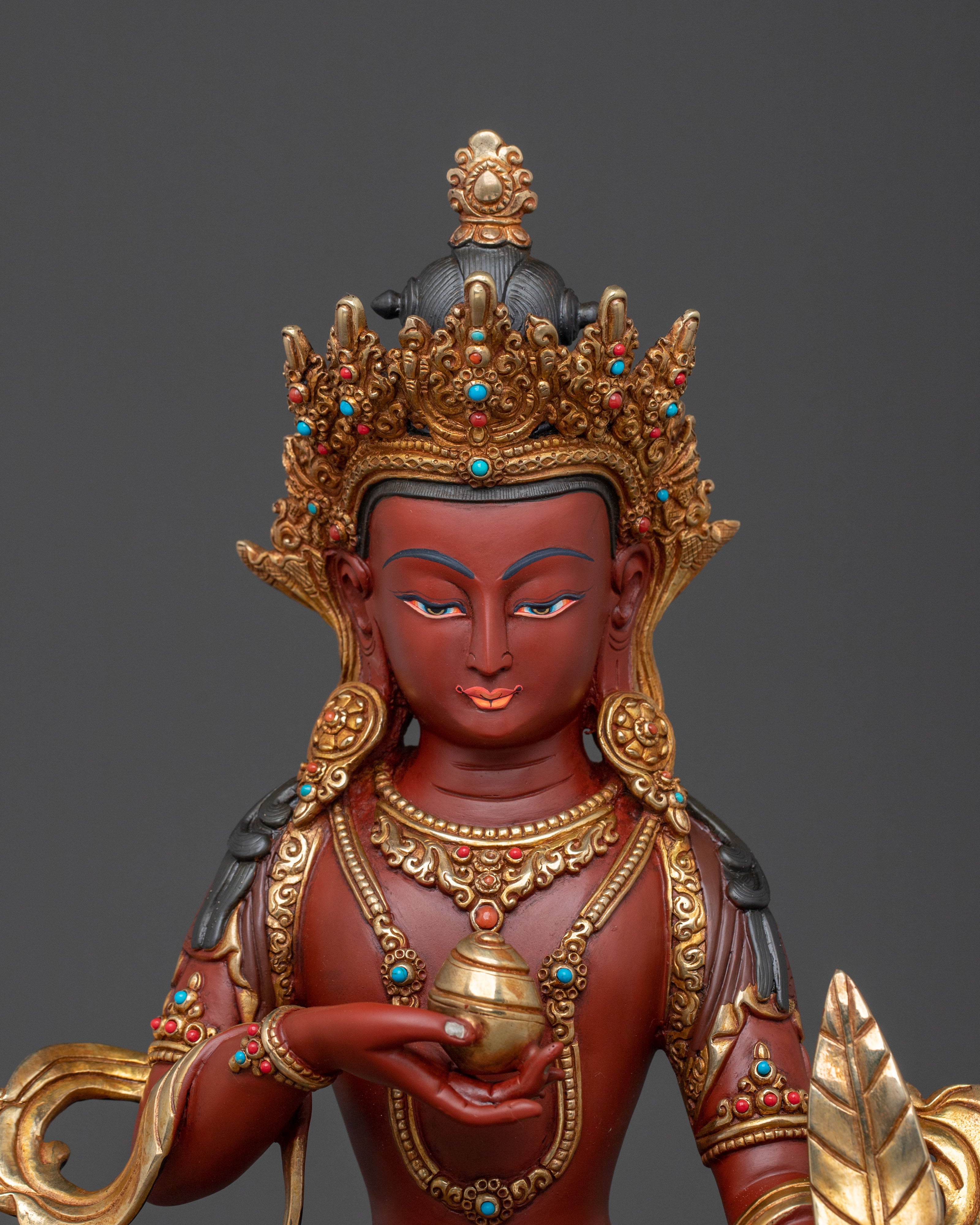 24K Gold Gilded Ksitigarbha Statue | Spiritual Figurine