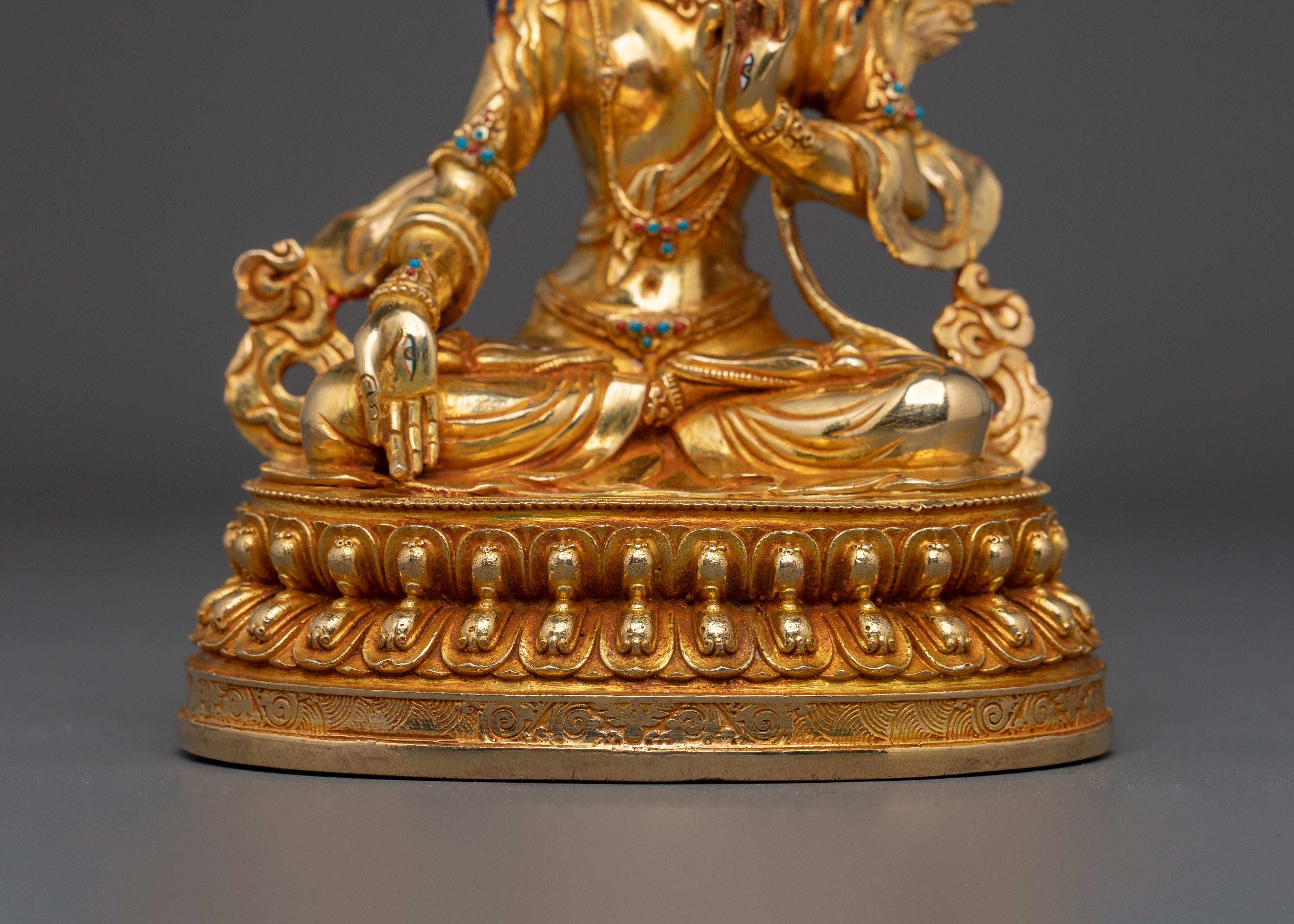 White Tara Sacred Longevity Icon: 24K Gold Gilded Copper Statue