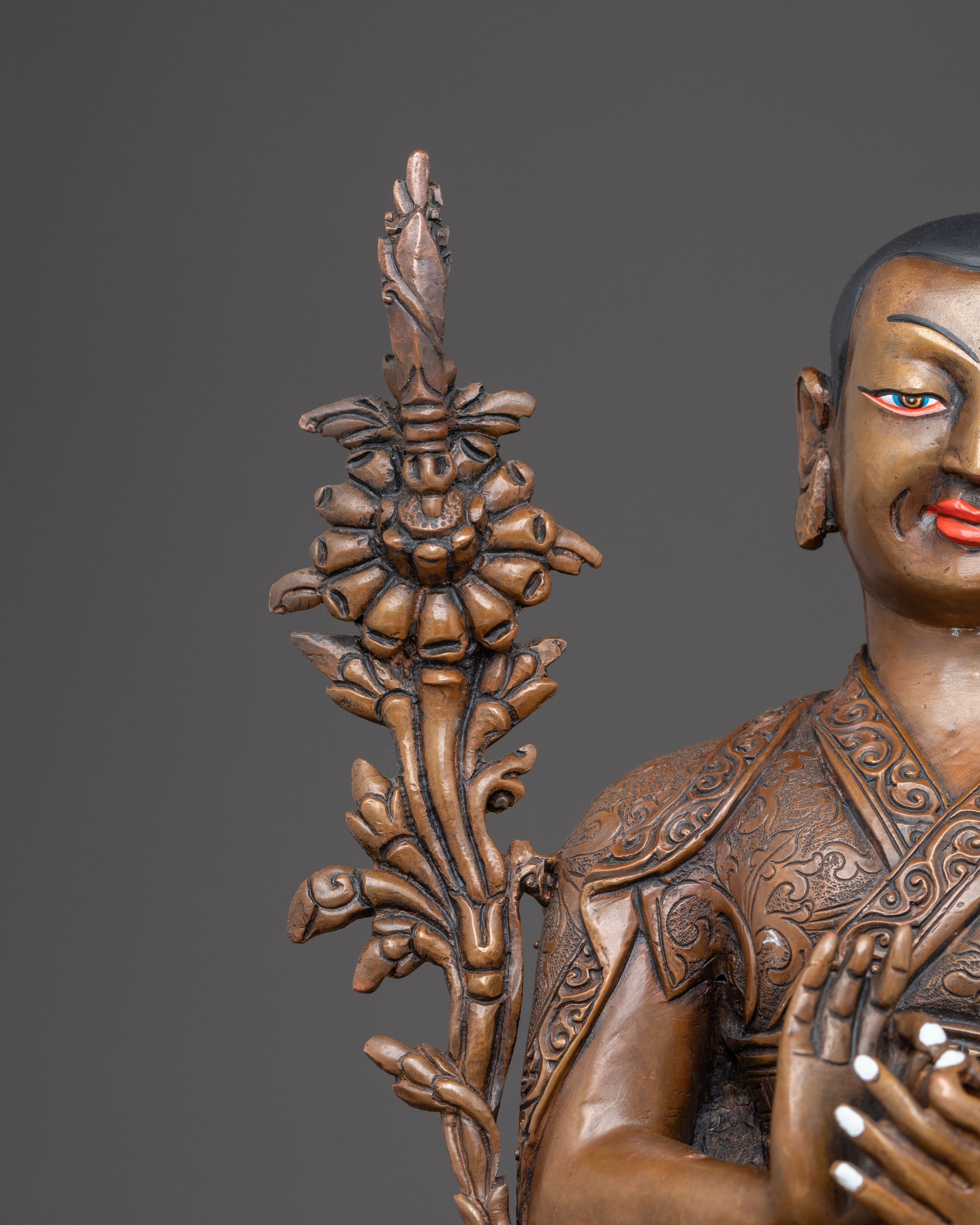 Oxidized Copper Tsongkhapa with Disciples Sacred Statue – Ancient Patina