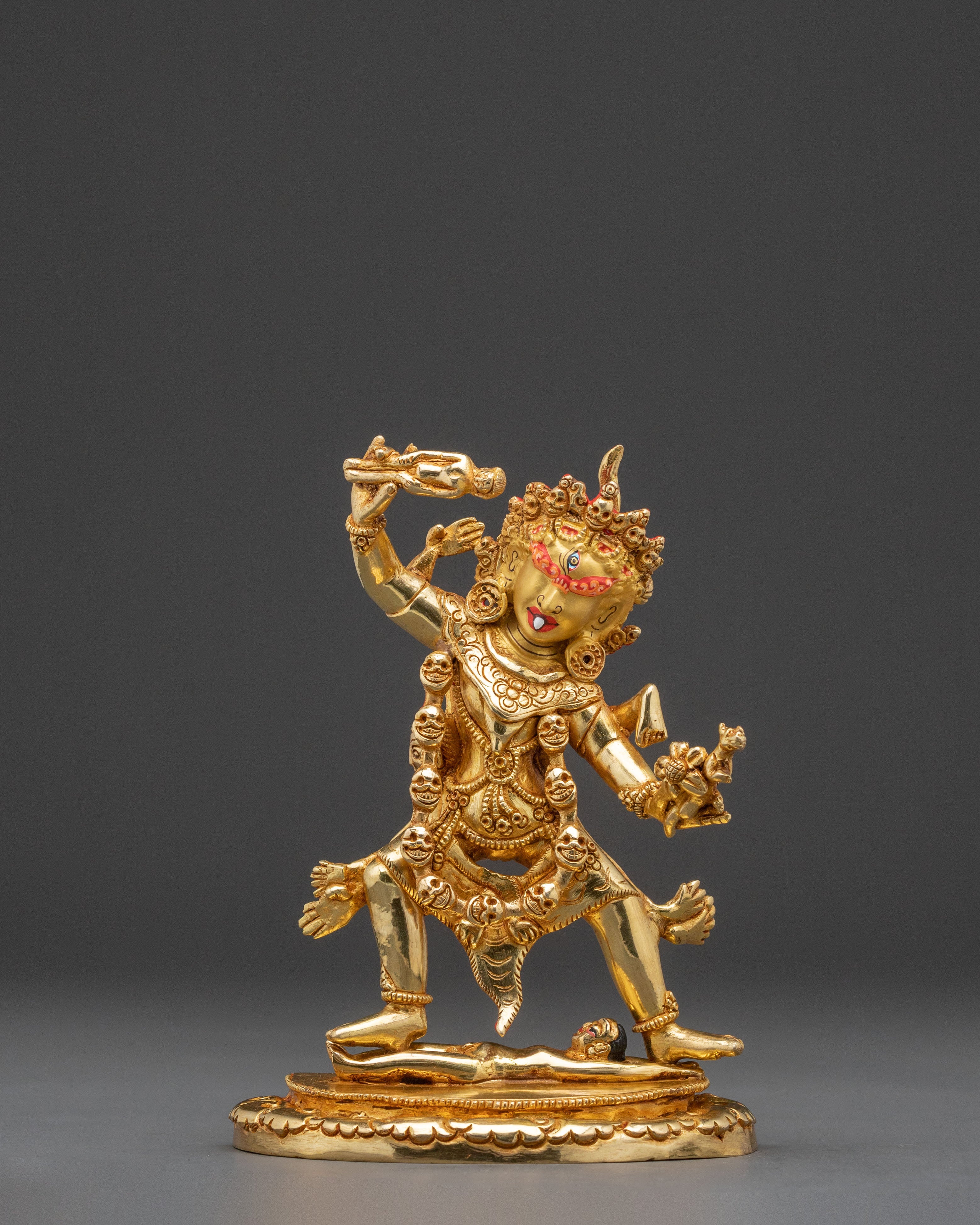 24k Gold Gilded Ekajati Statue: Fierce Protector