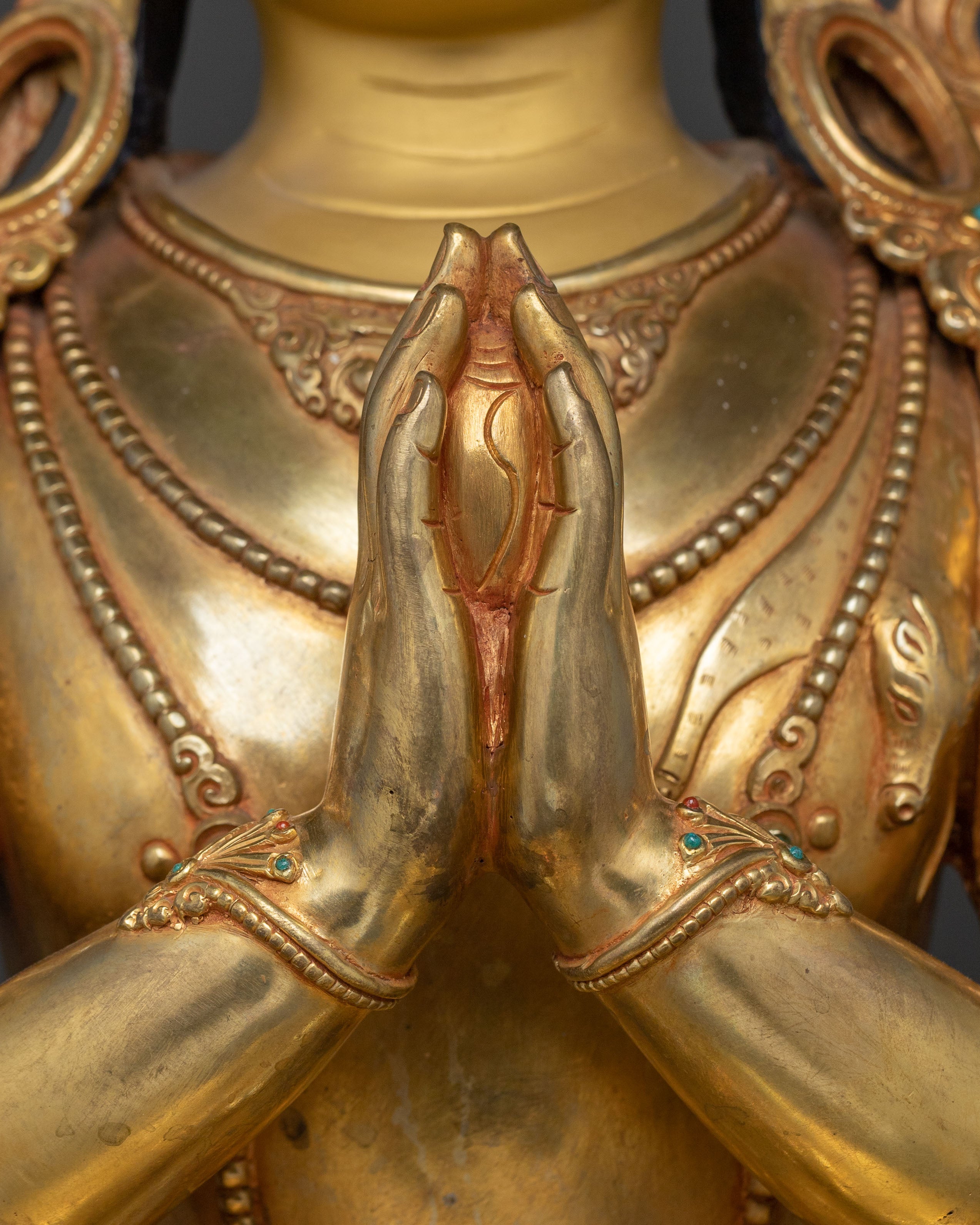 Bodhisattva Compassion Chenrezig Statue with 24K Gold Glided