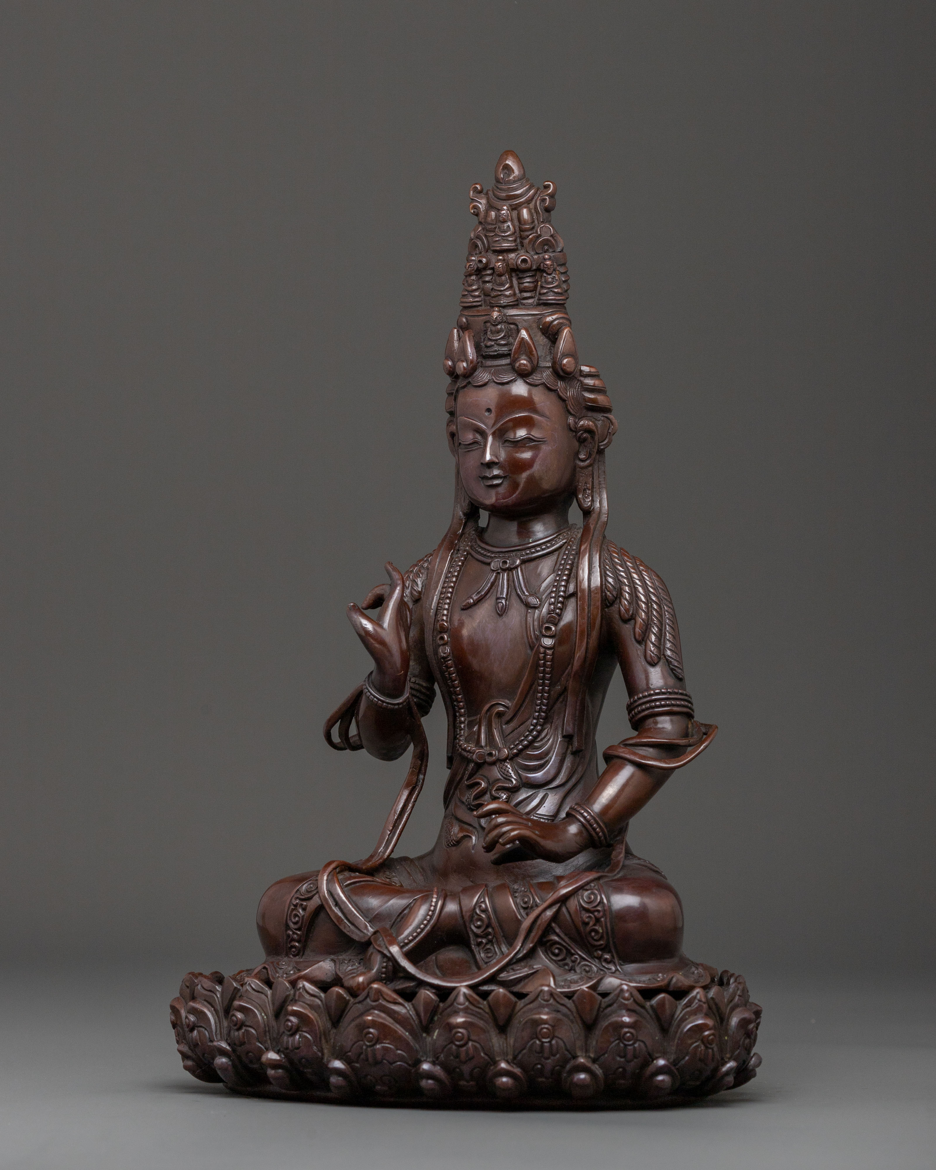 Kuan Yin Statue | Serene Oxidized Copper