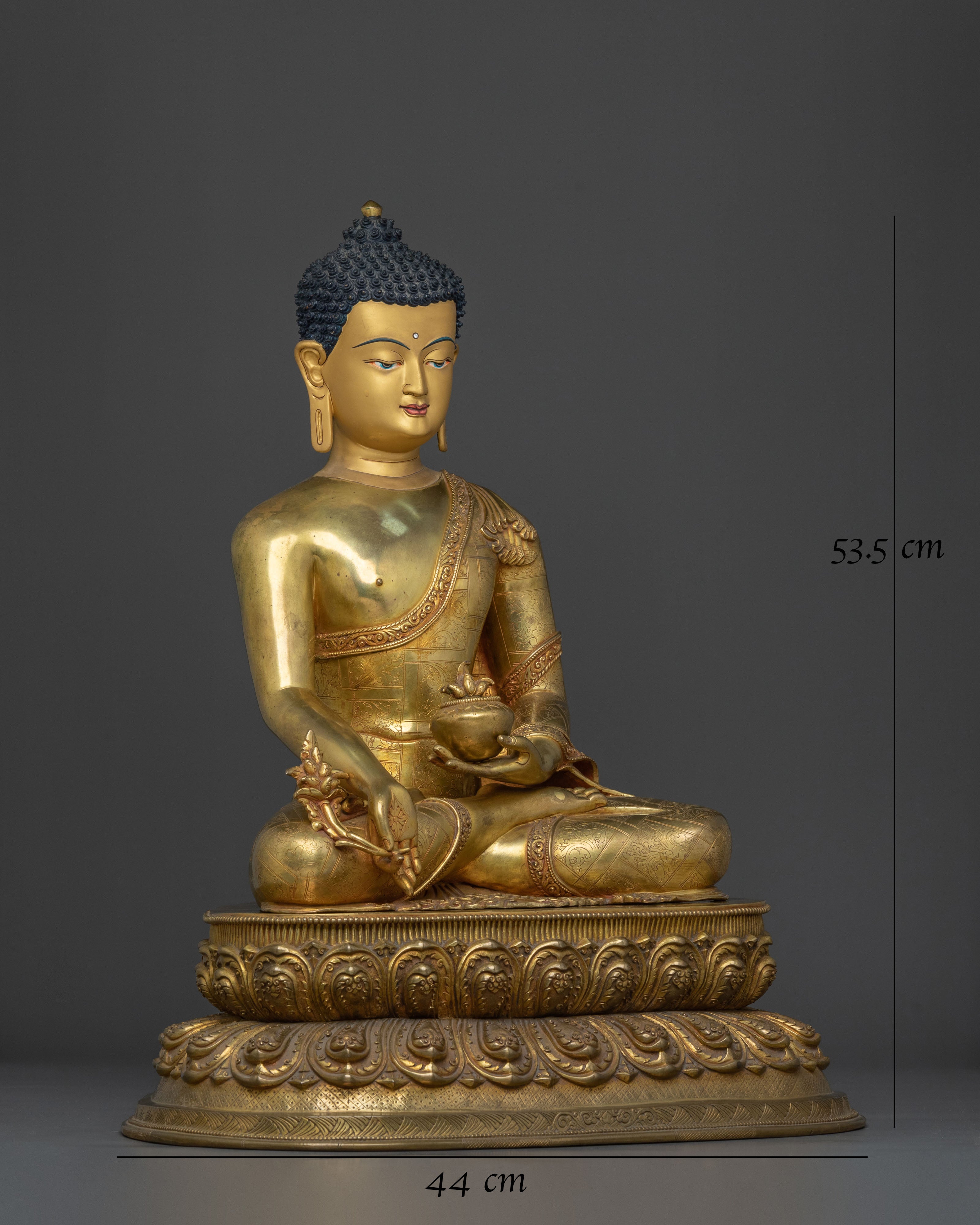 Tibetan Medicine Buddha Buddhist Statue | 24K Gold Gilded