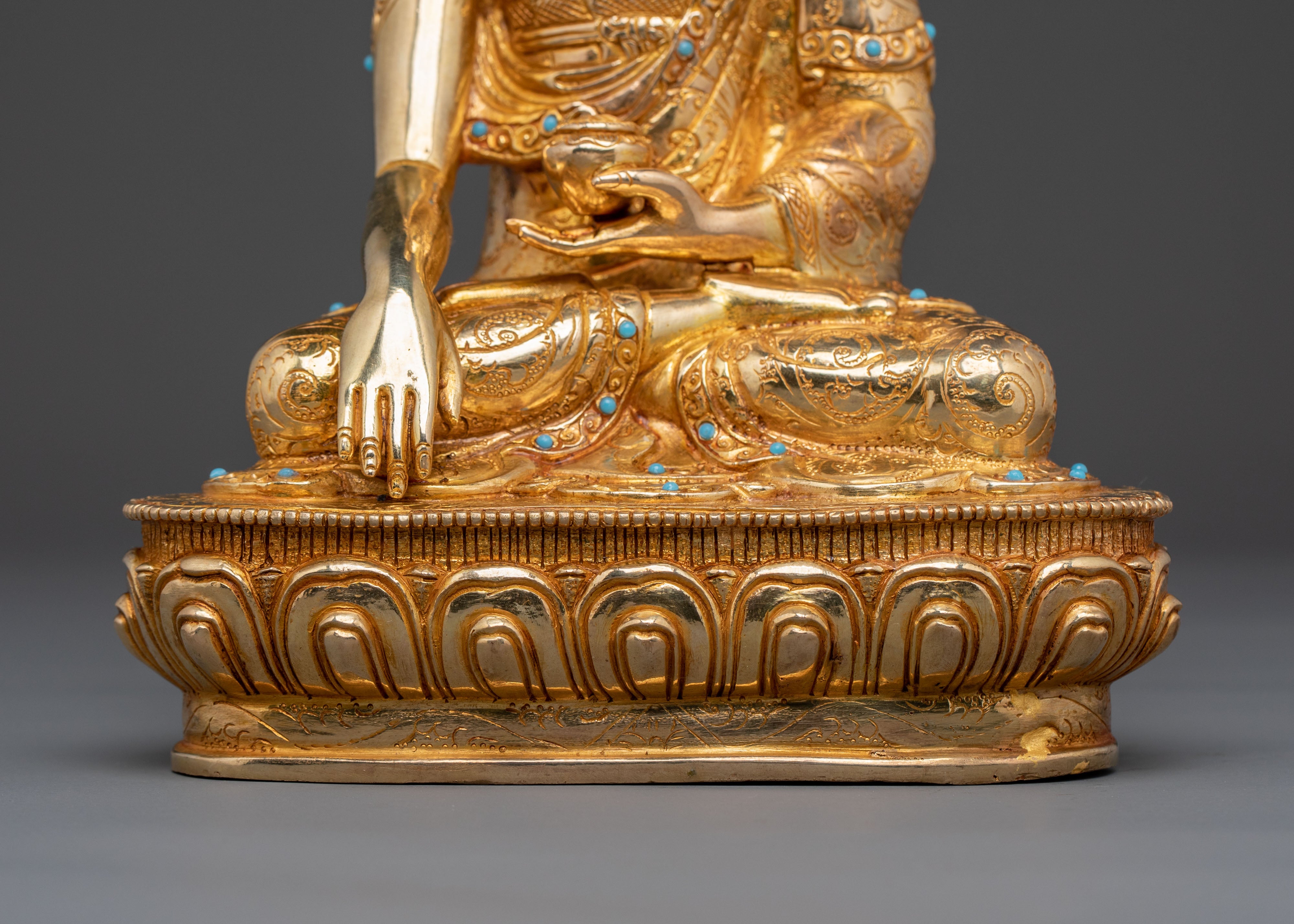 Shakyamuni Buddha 24k Gold Gilded Statue: Dharma Teaching