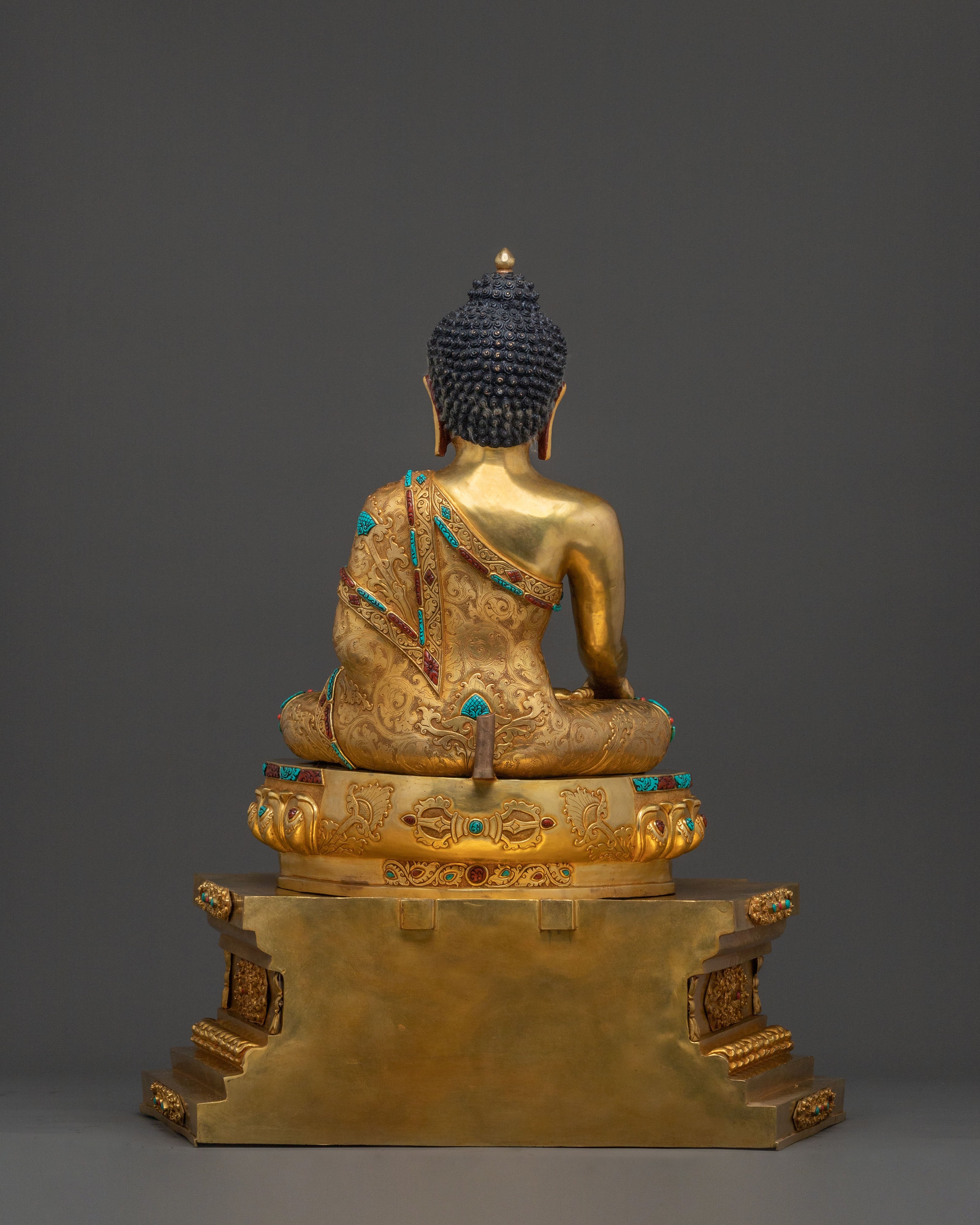 Shakyamuni Buddha Statue On Throne | Home Decor