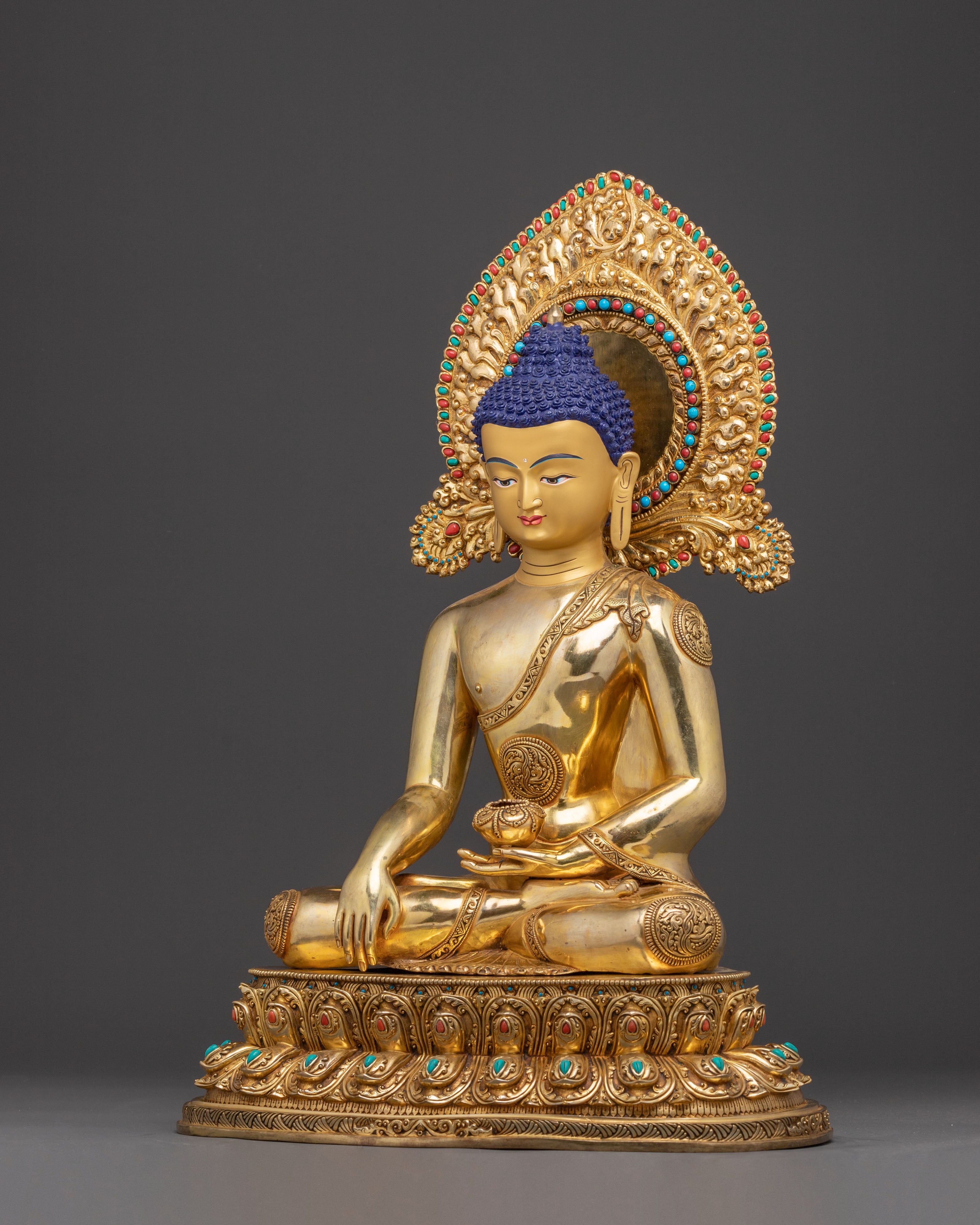 Meditation Shakyamuni Buddha Statue - 24K Gold Gilded