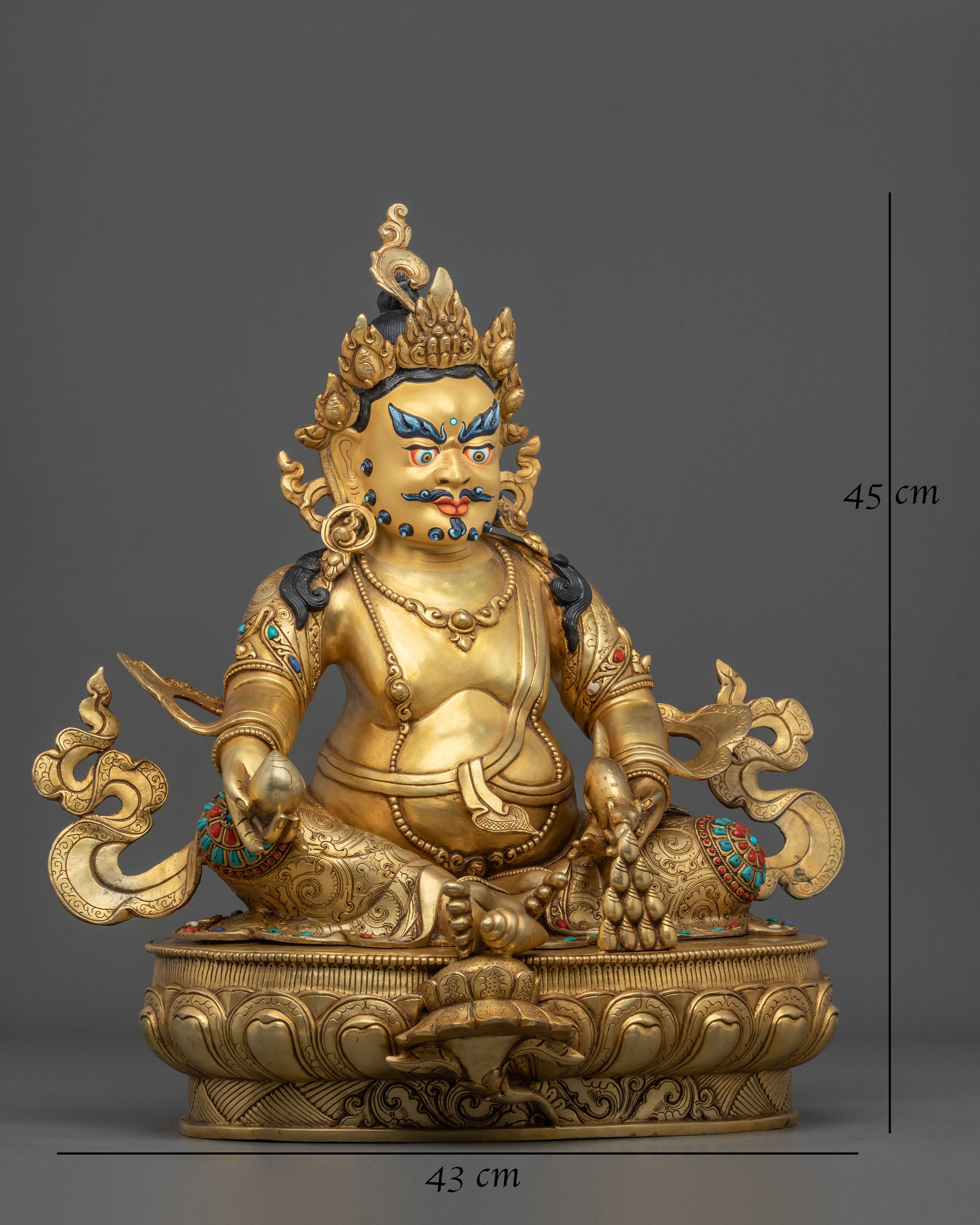 Dzambhala Sculpture | 24K Gold Gilded Wealth Deity