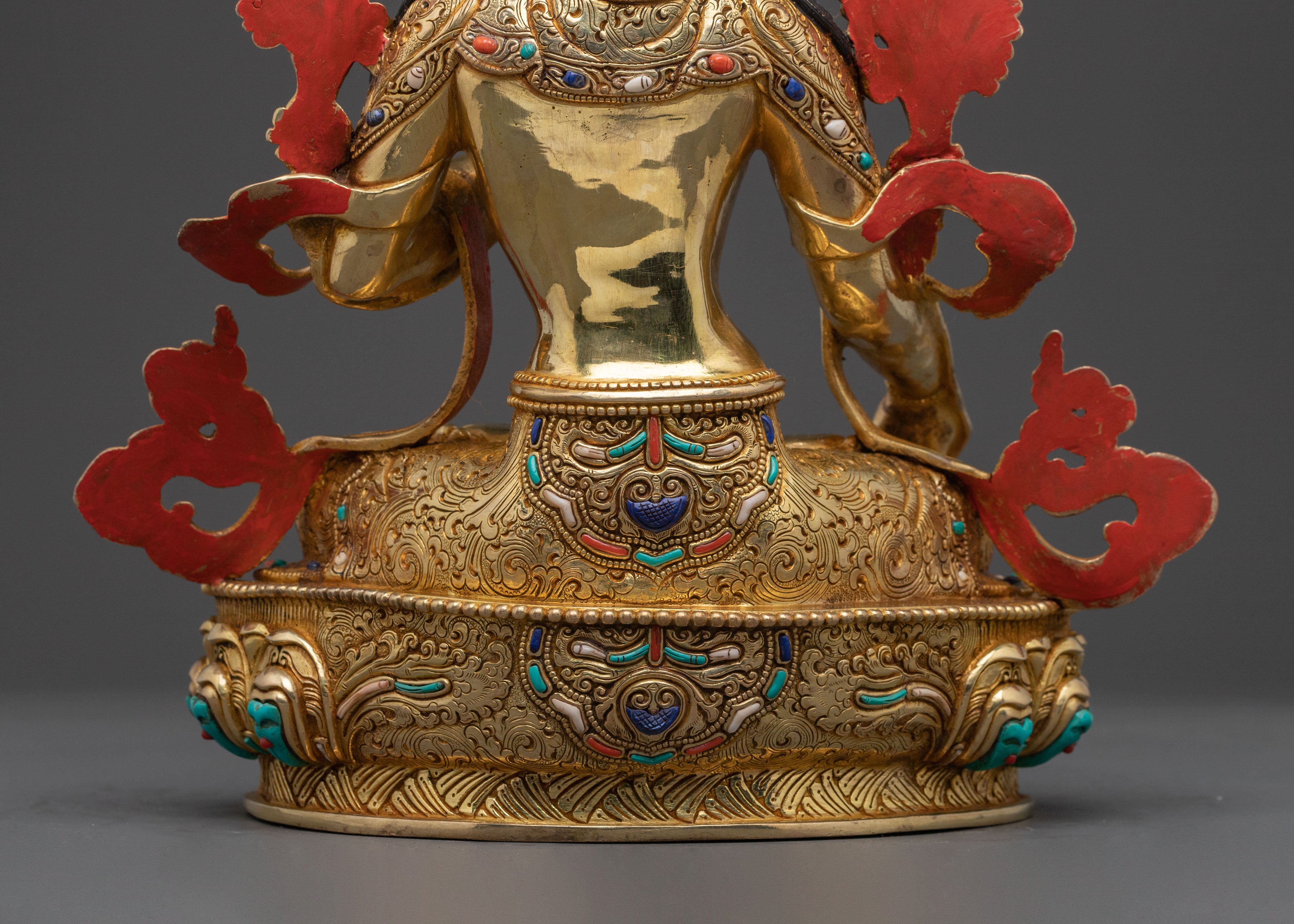 Radiant Spiritual Statue of White Tara | 24K Gold Gilded Artistry