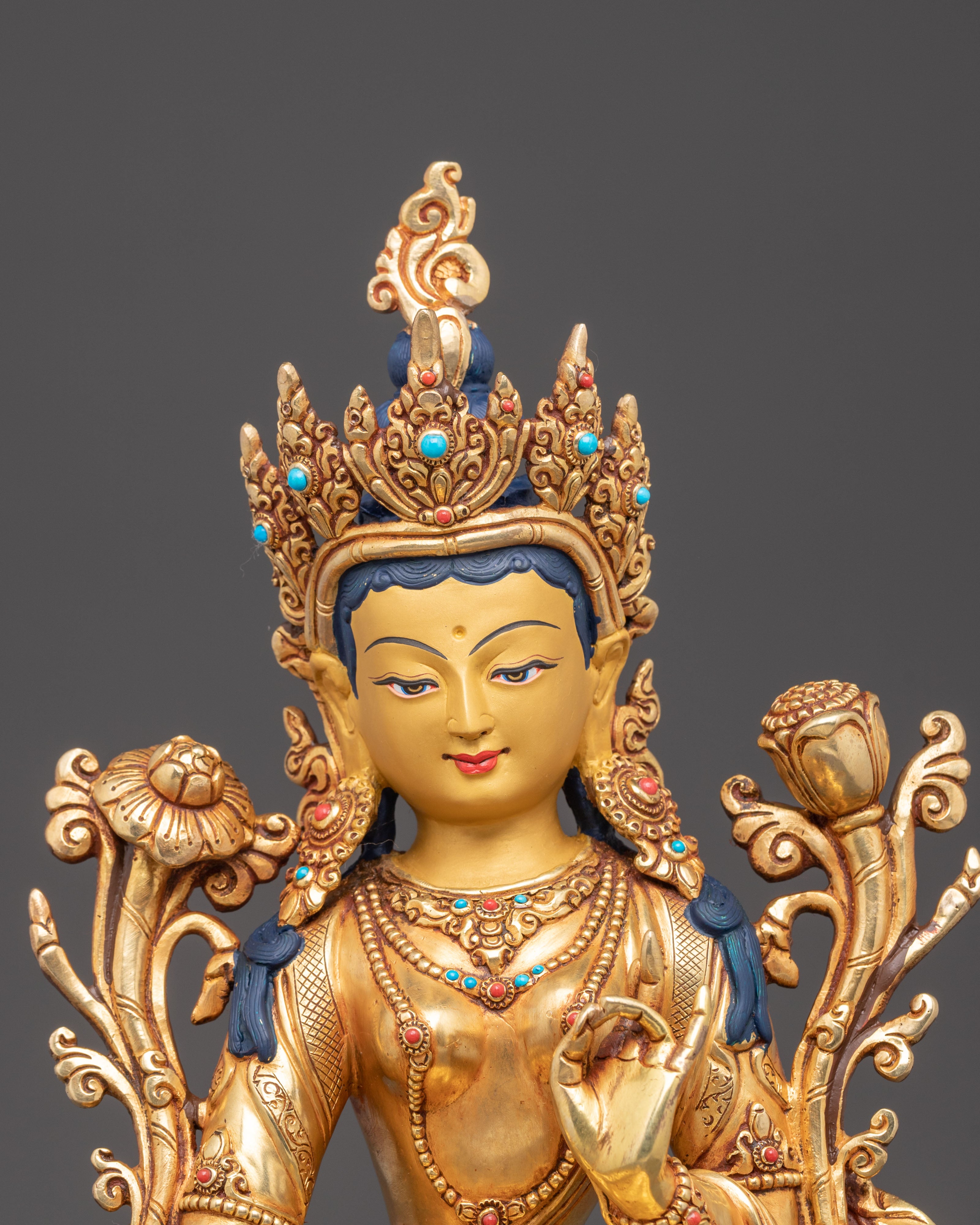 Handcrafted Mother Green Tara Sculpture for Altar