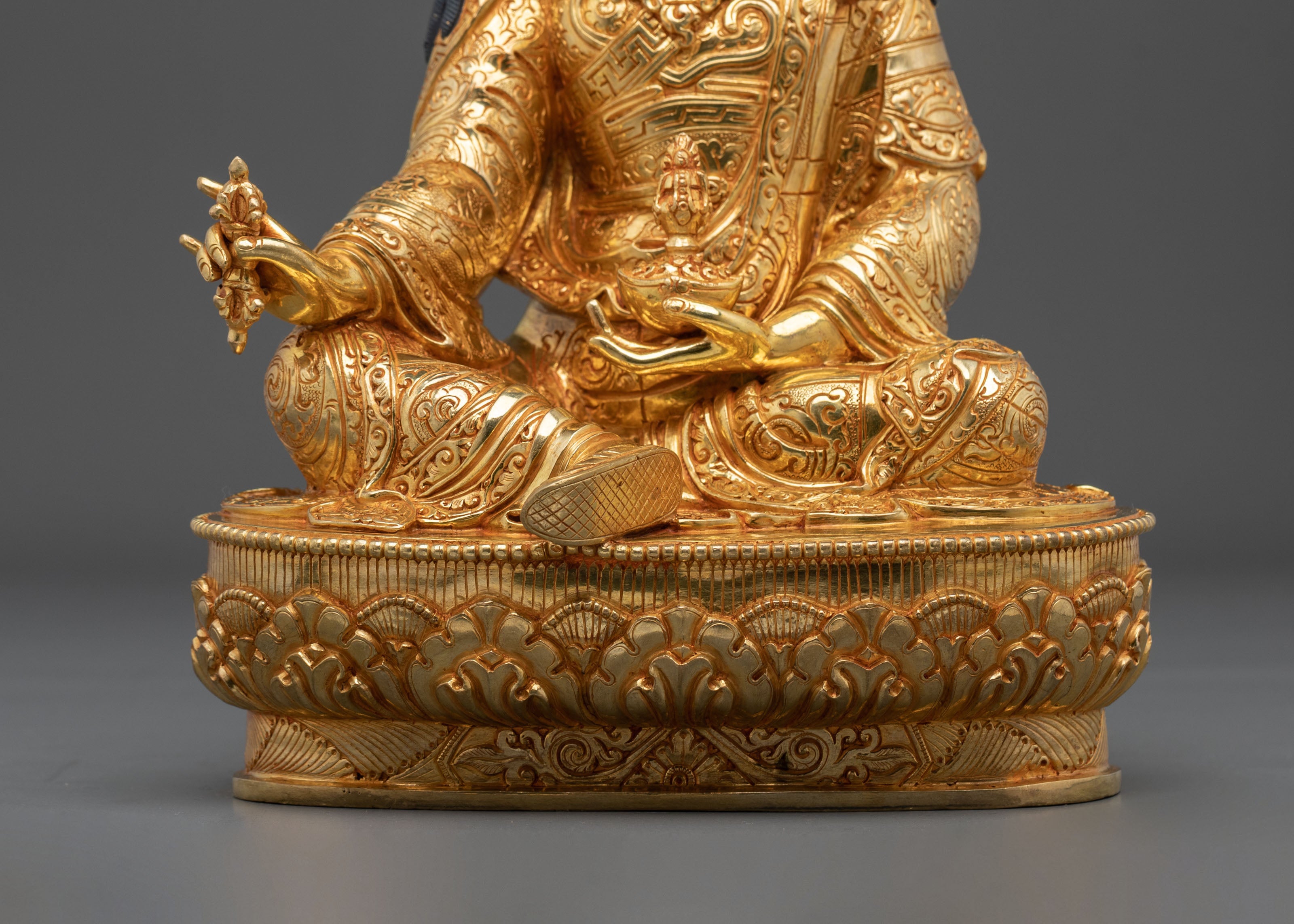 Lotus Born Guru Rinpoche Statue | 24K Gold Gilded