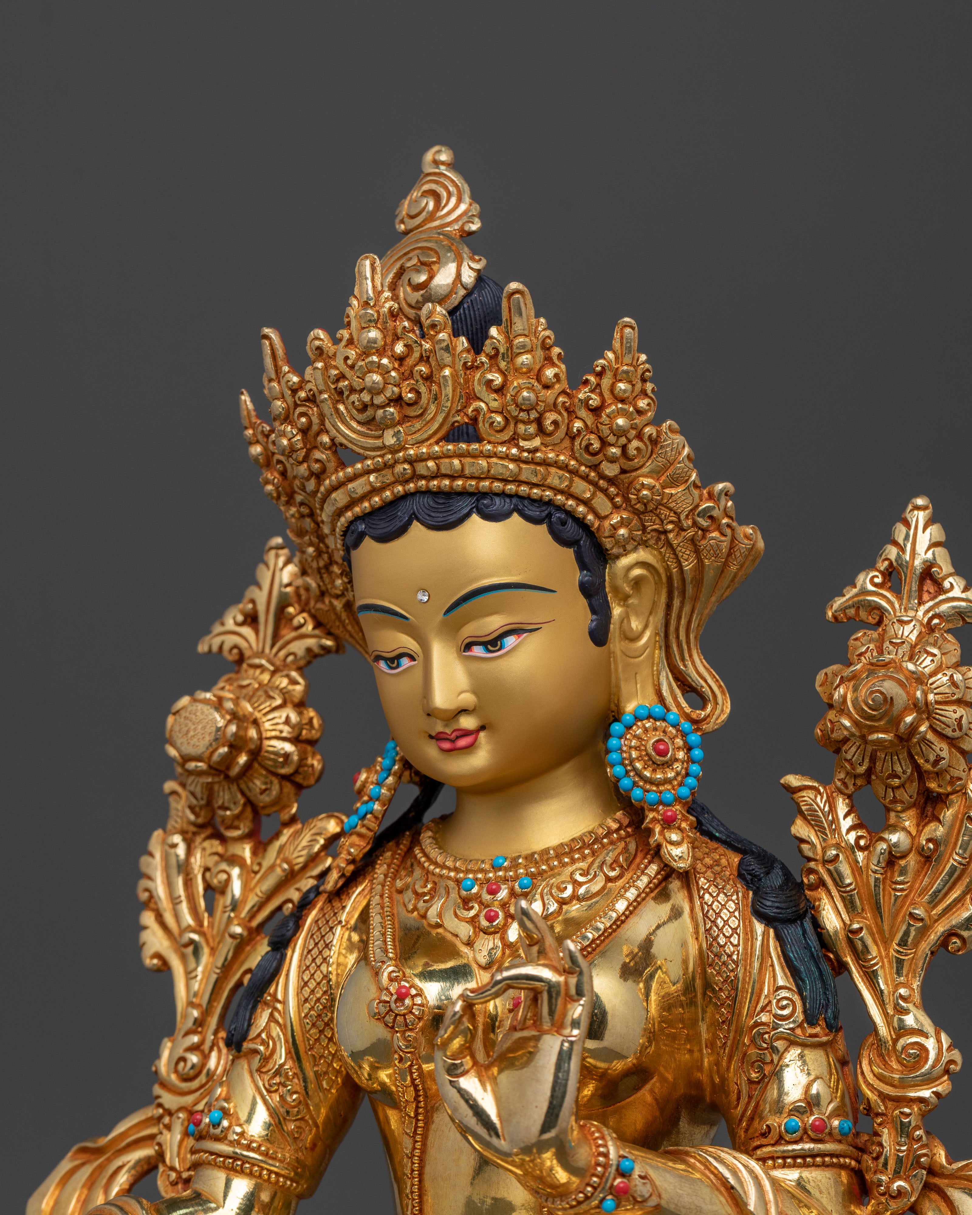 Tibetan Buddhist Goddess Green Tara Figurine | Goddess of Compassion