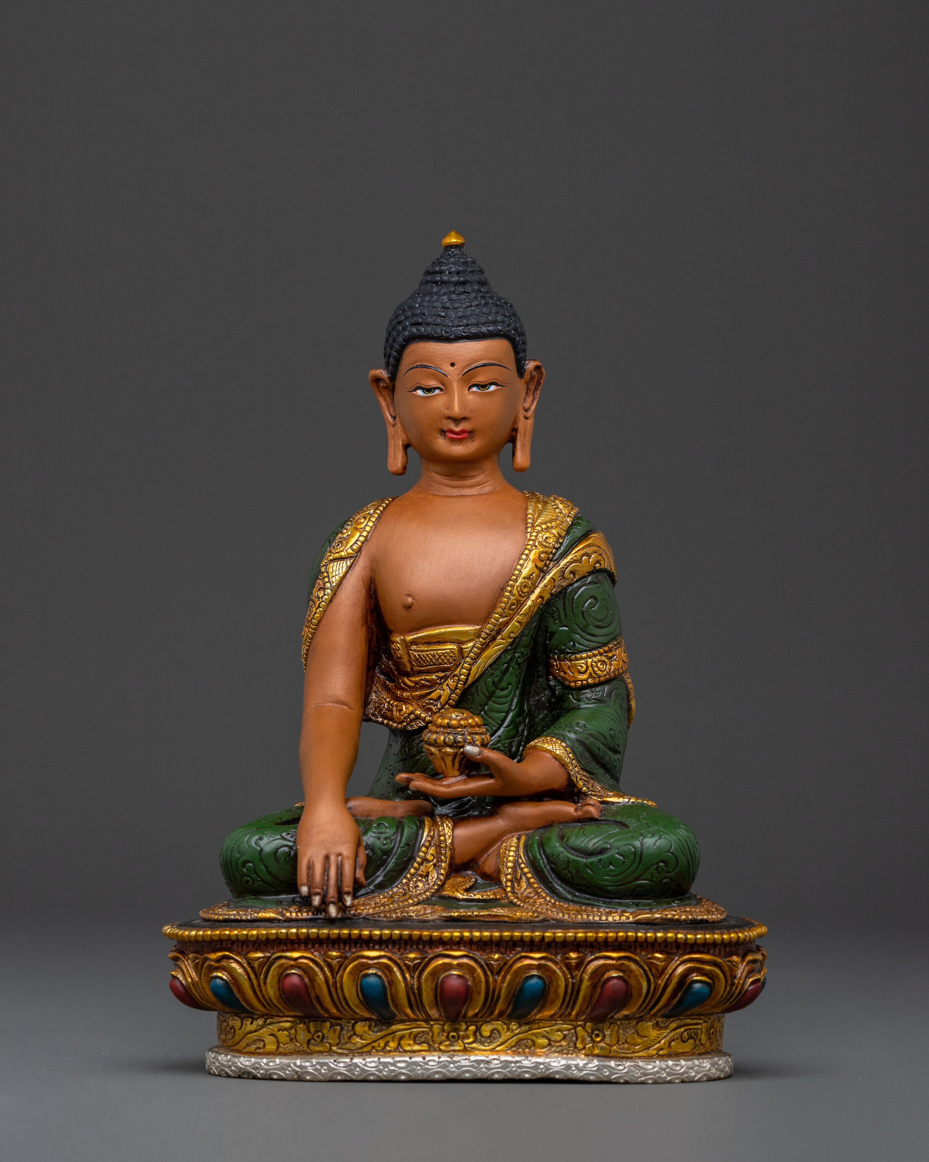 Shakyamuni Buddha Dharma Path Statue – Handcrafted Silver-Plated Serenity
