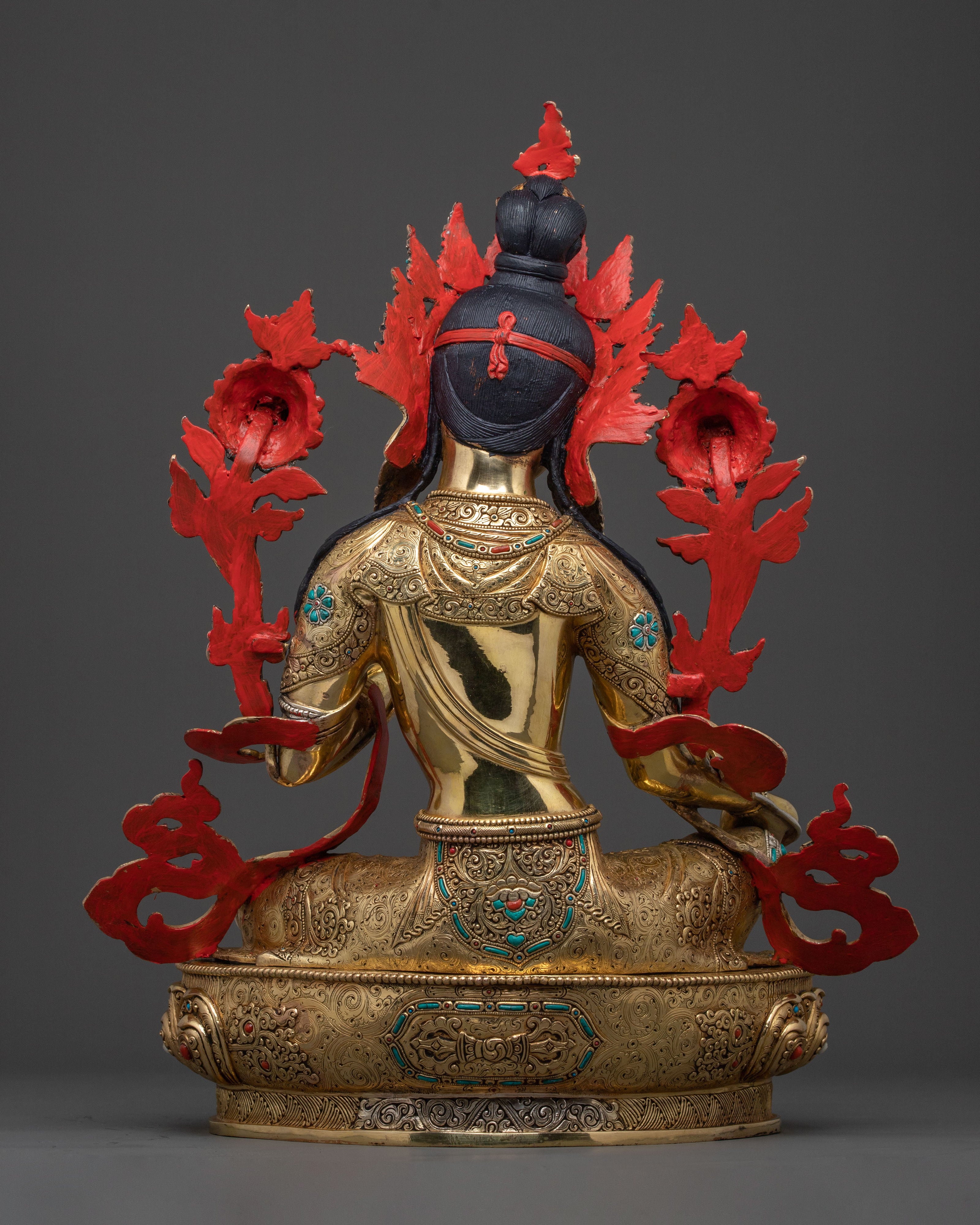 A Radiant Hand Carved Goddess Green Tara Statue