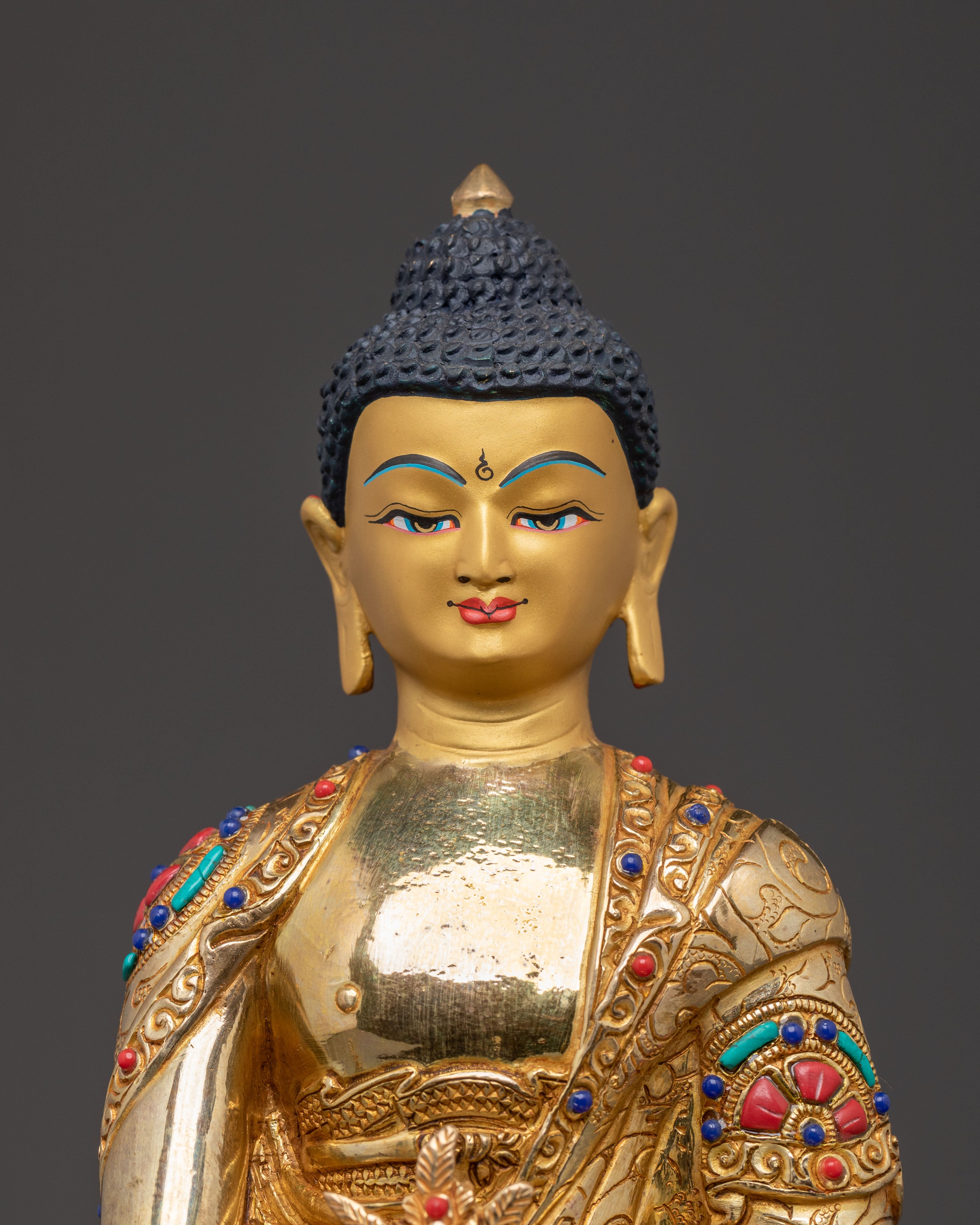 Handcrafted Medicine Buddha Blessing Statue - Gilded Copper Statue